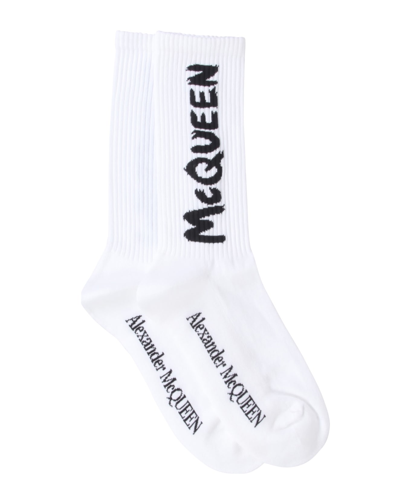 Alexander McQueen Graffiti Logo Socks - Bianco 靴下
