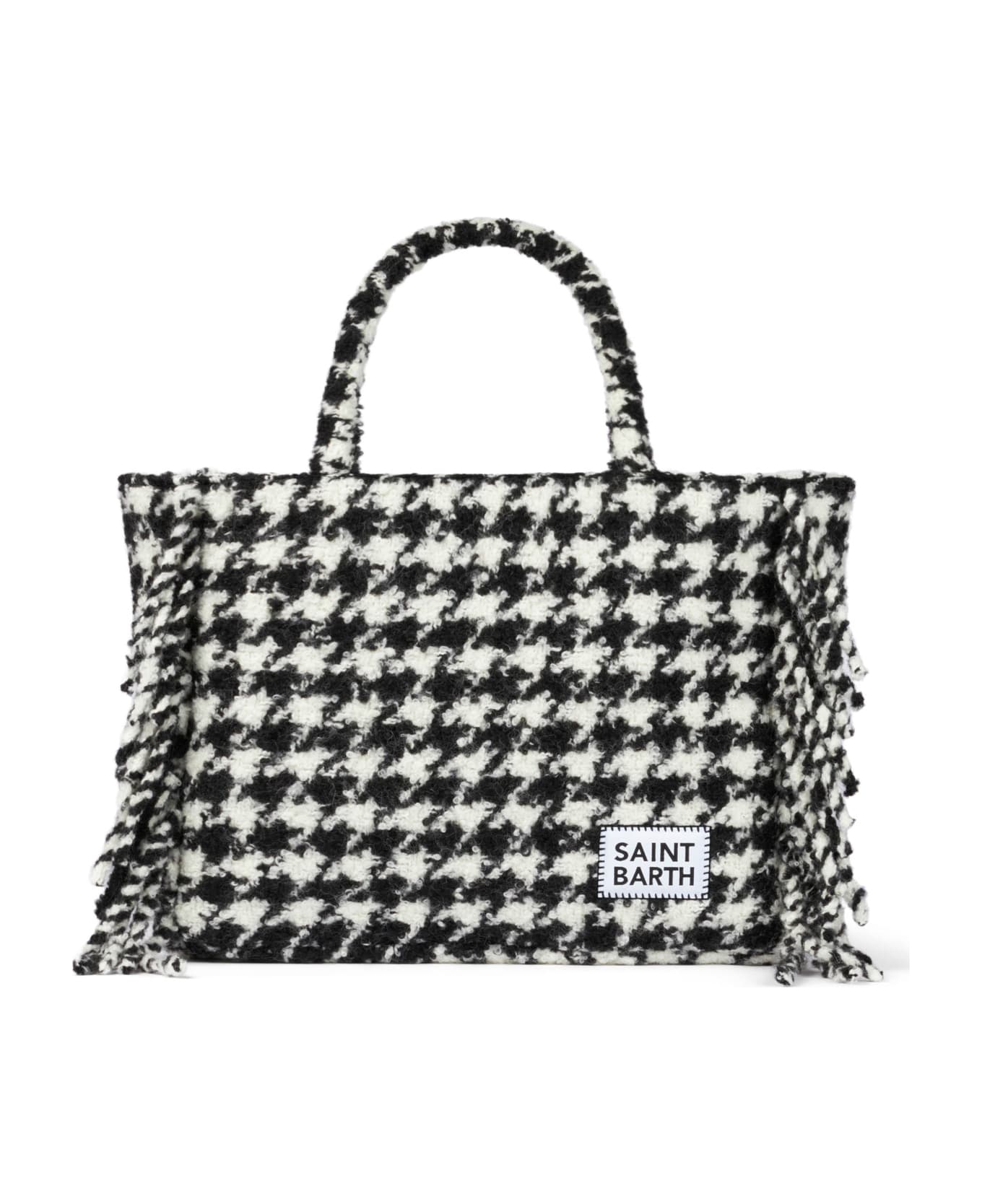 MC2 Saint Barth Vanity Blanket Shoulder Bag With Pied-de-poule Print - BLACK