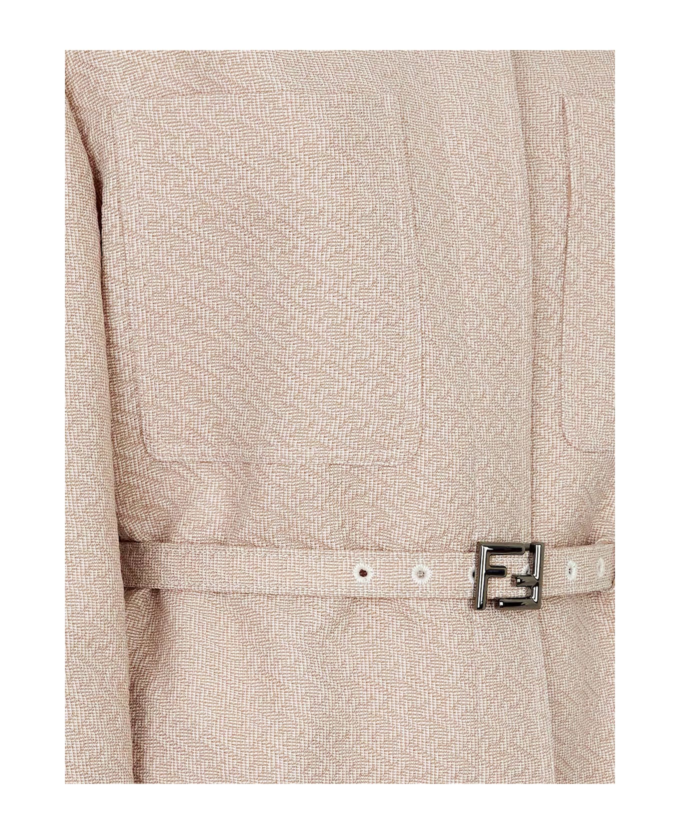 Fendi Ff Jacquard Belted Waist Jacket - Beige