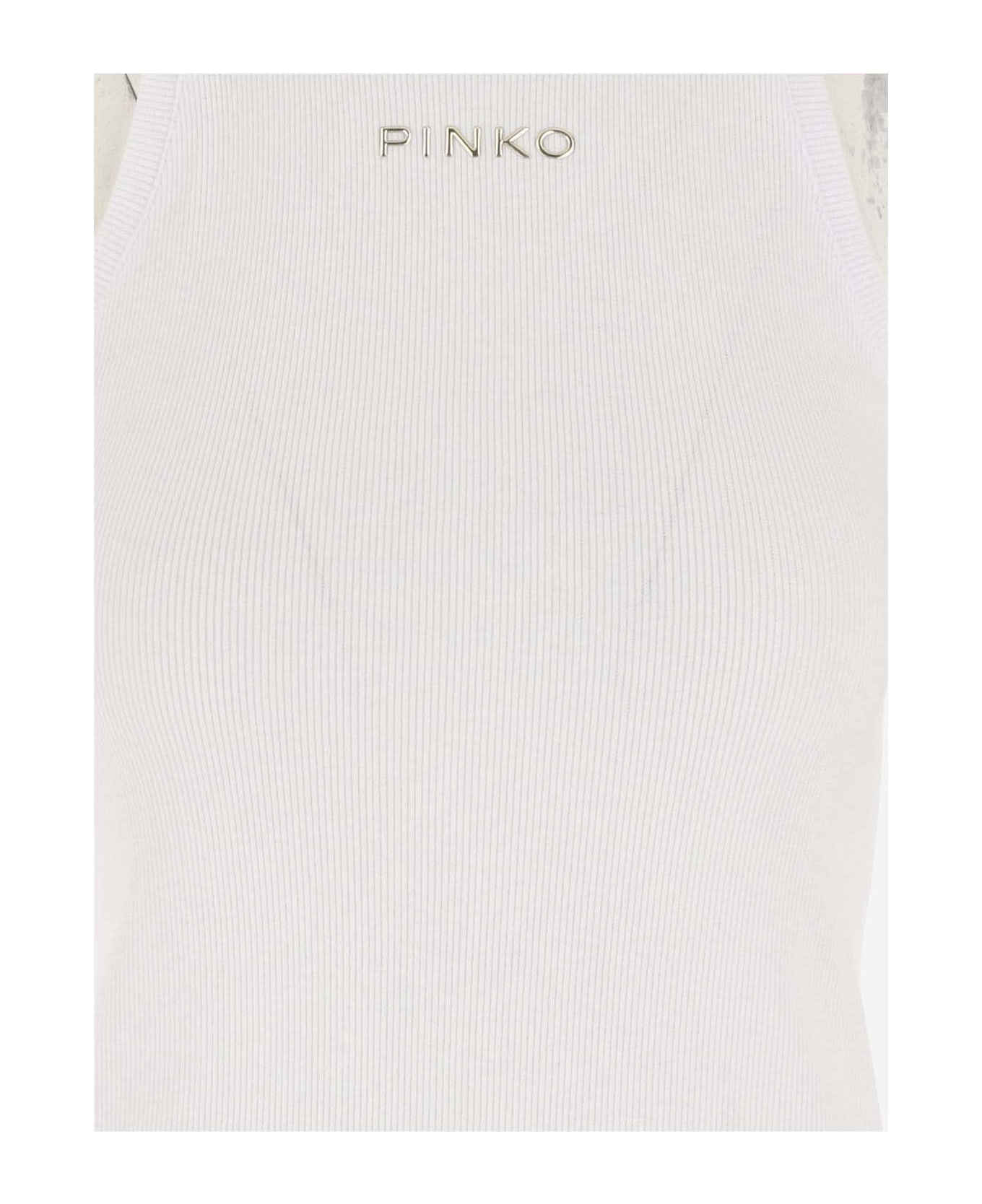 Pinko Stretch Cotton Tank Top - White