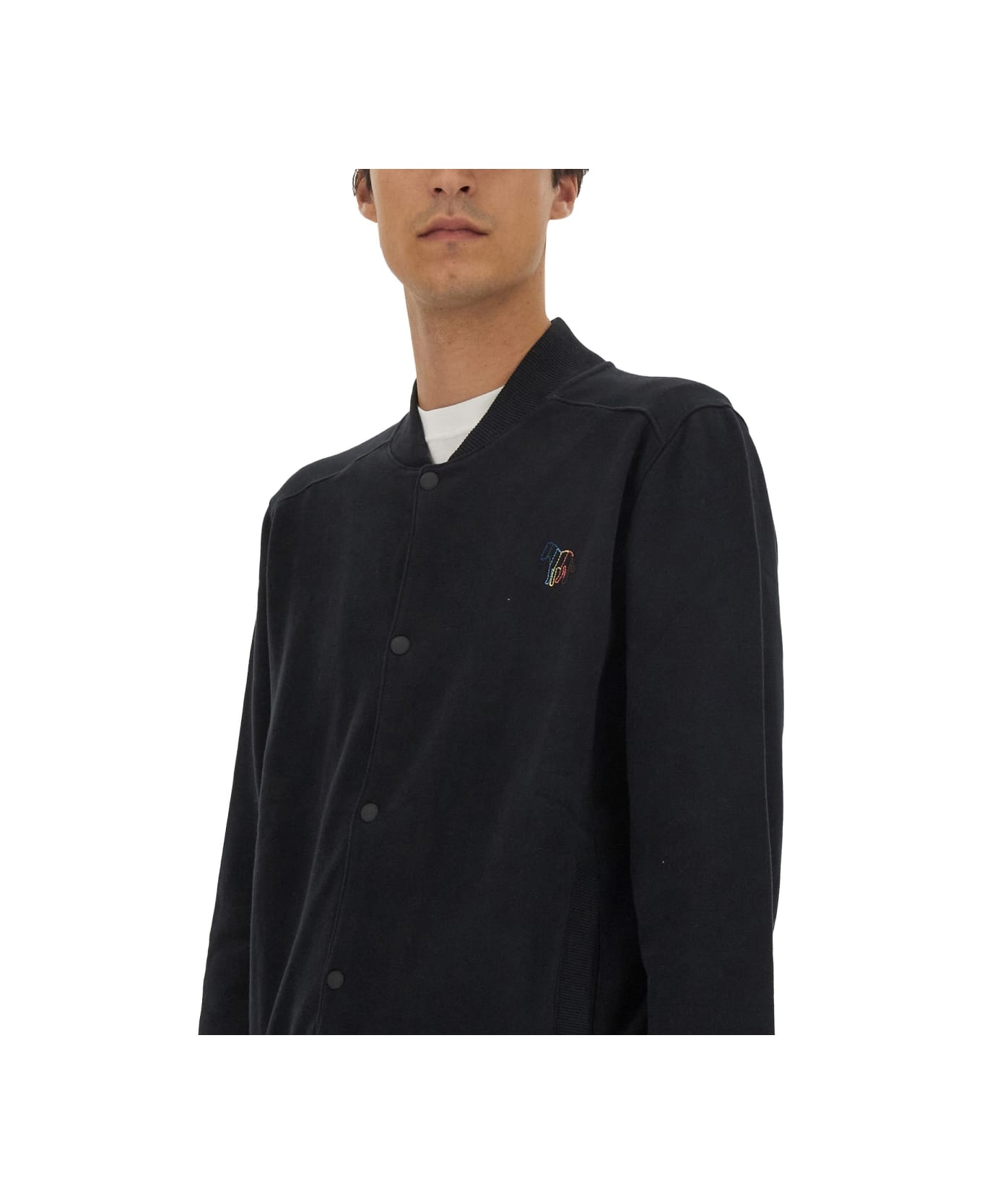 PS by Paul Smith Bomber Jacket With Logo Embroidery - BLACK