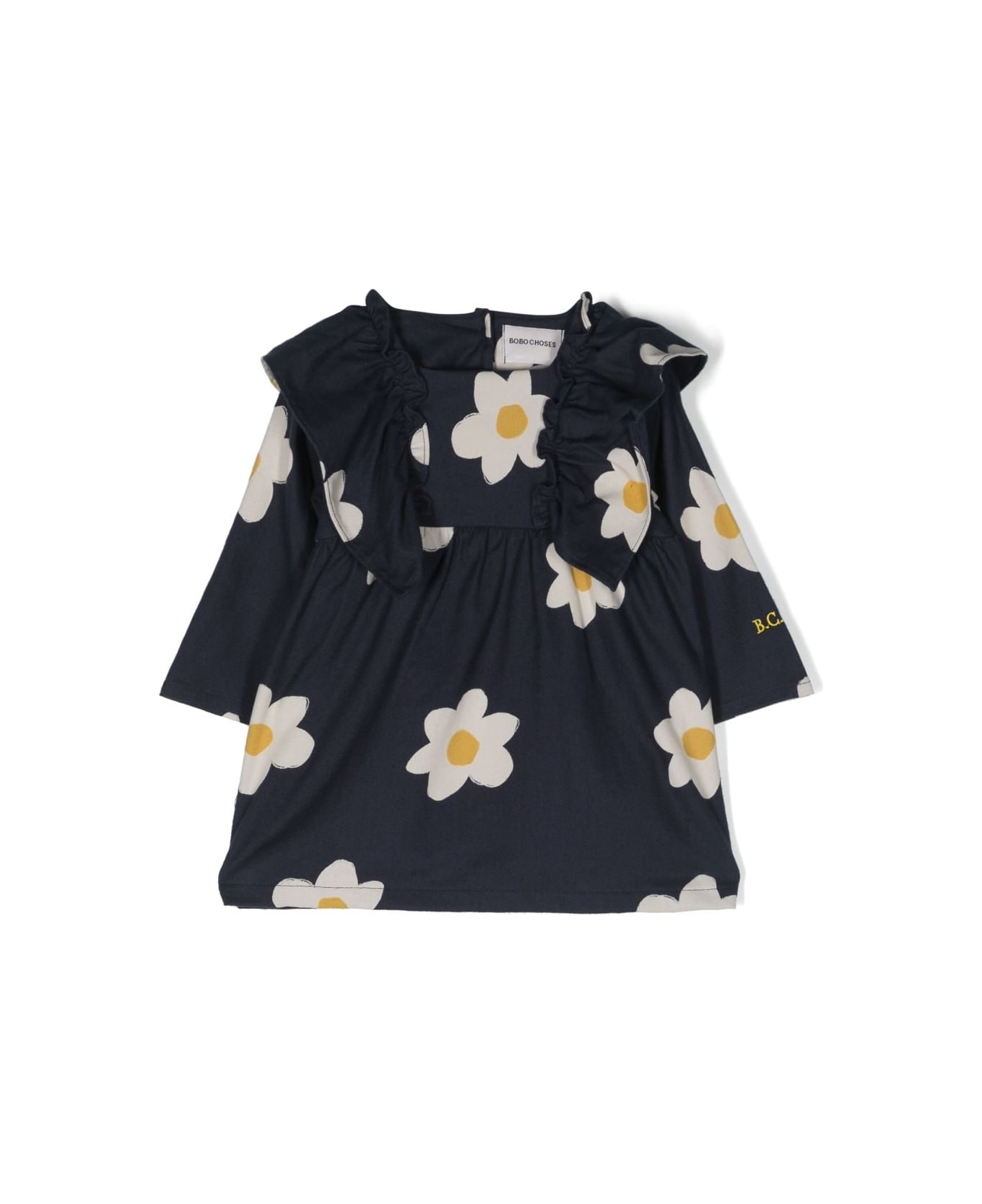 Bobo Choses Baby Big Flower All Over Ruffle Woven Dress - Midnight Blue