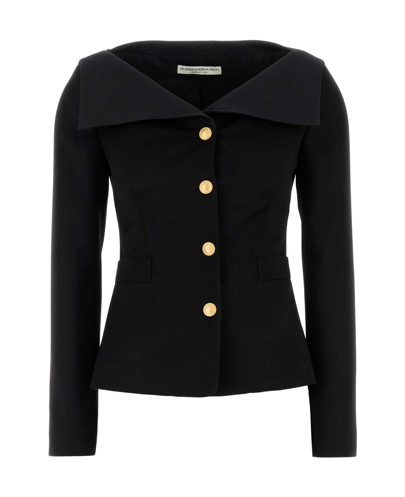 Alessandra Rich Black Wool Blazer - BLACK
