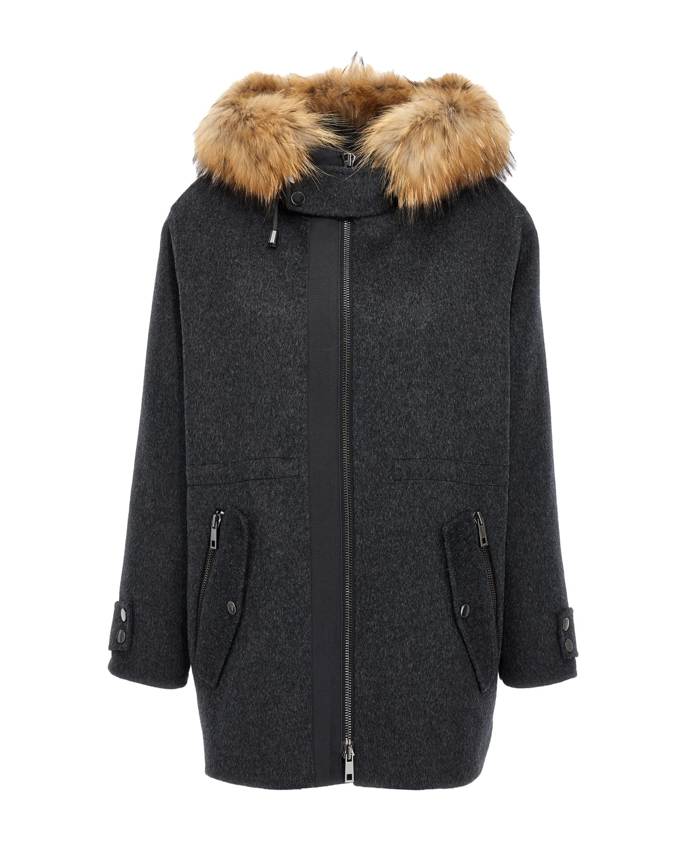 Parosh Fur Parka - Gray