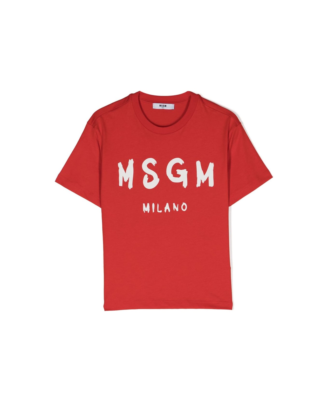 MSGM T-shirt Rossa In Jersey Di Cotone Bambino - Rosso