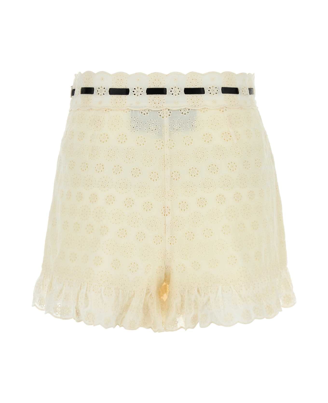 Valentino Ivory Lace Shorts - NEUTRALS