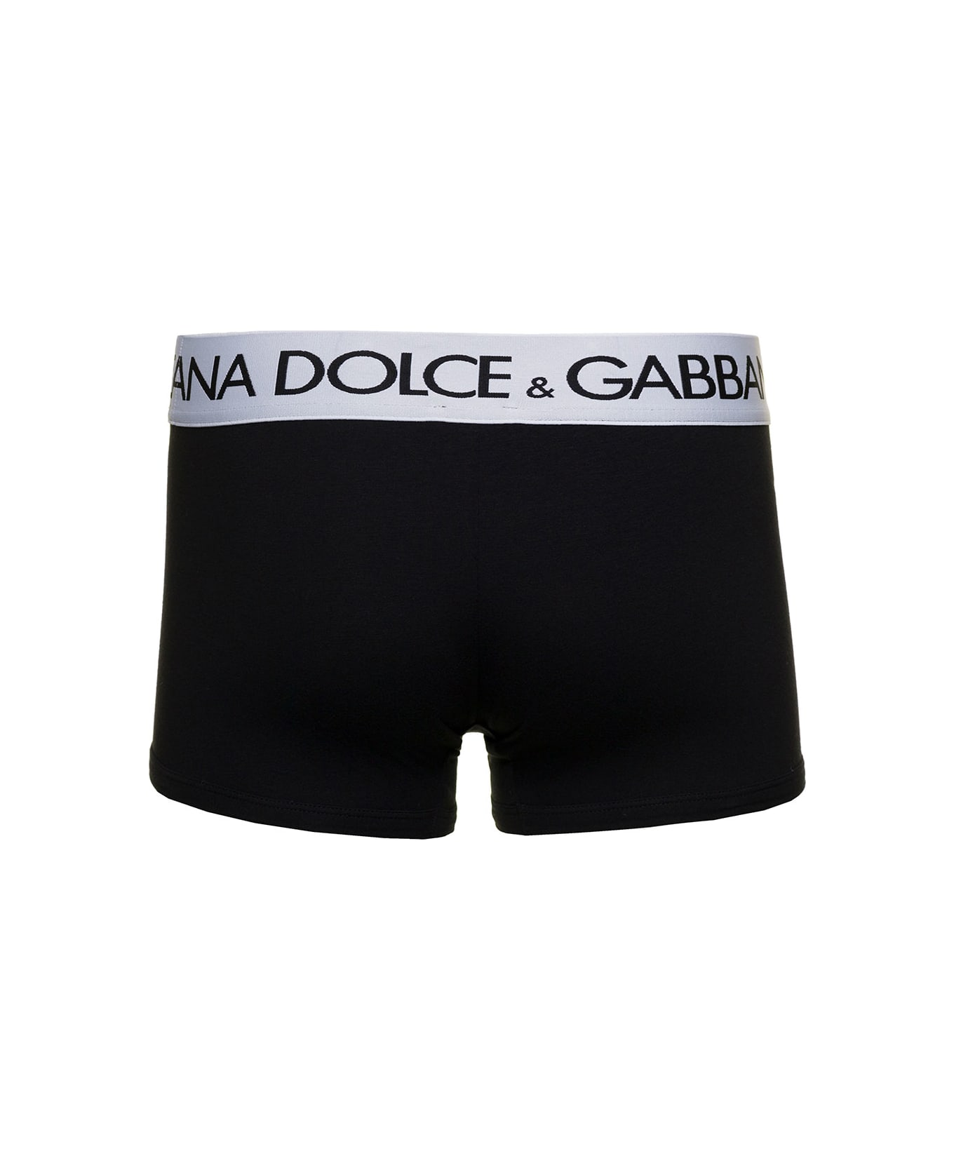 Dolce & Gabbana Black Boxer Briefs With Branded Waistband In Stretch Cotton Man - Black