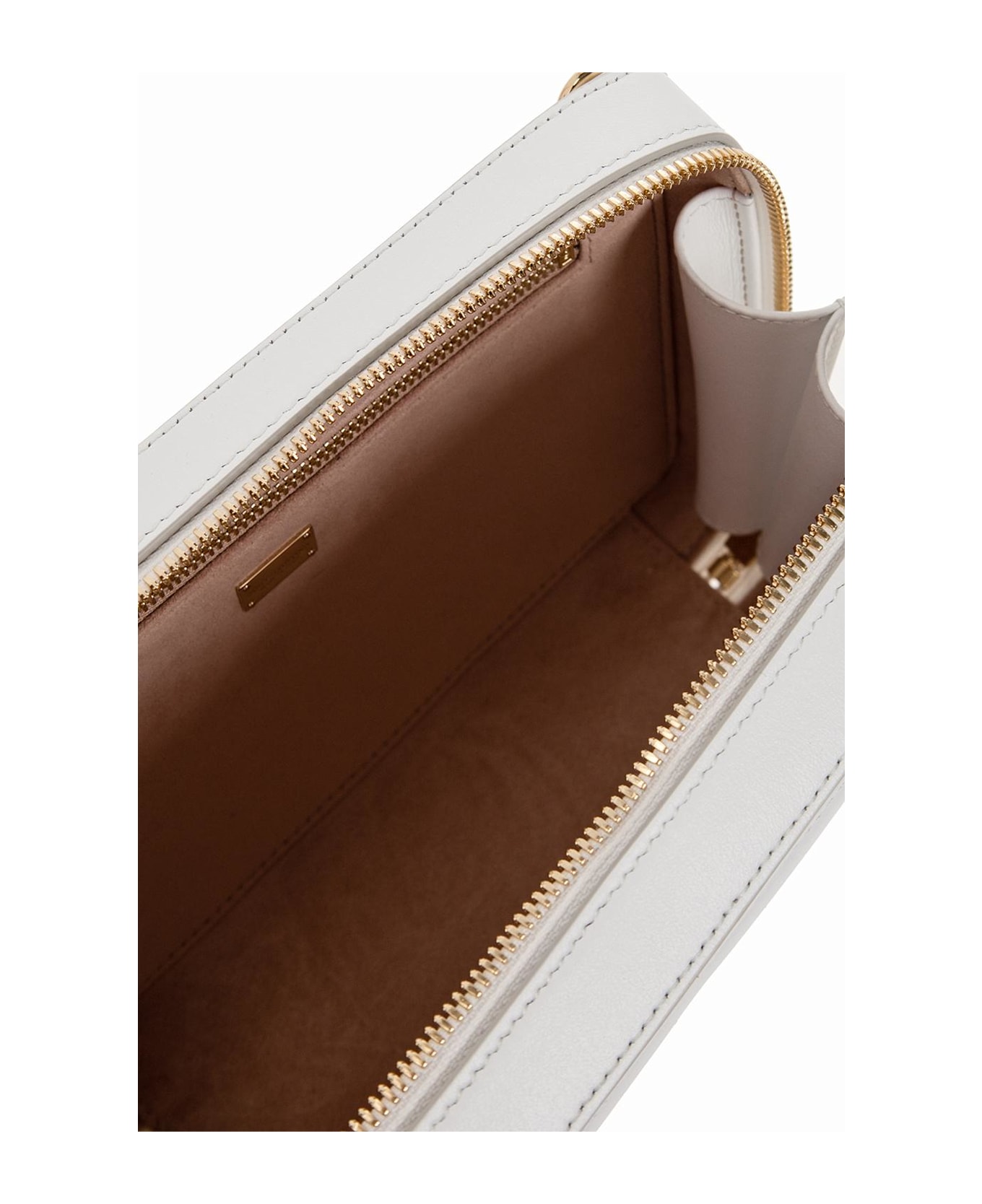 Dolce 
Gabbana Leather Shoulder Bag With Logo - White