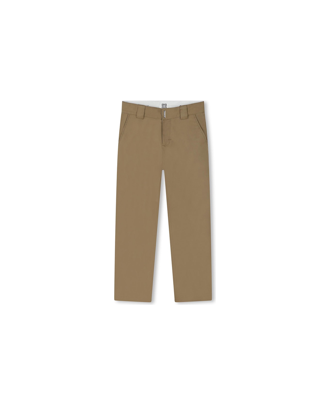 Givenchy Beige Trousers With Logo Patch - Brown ボトムス