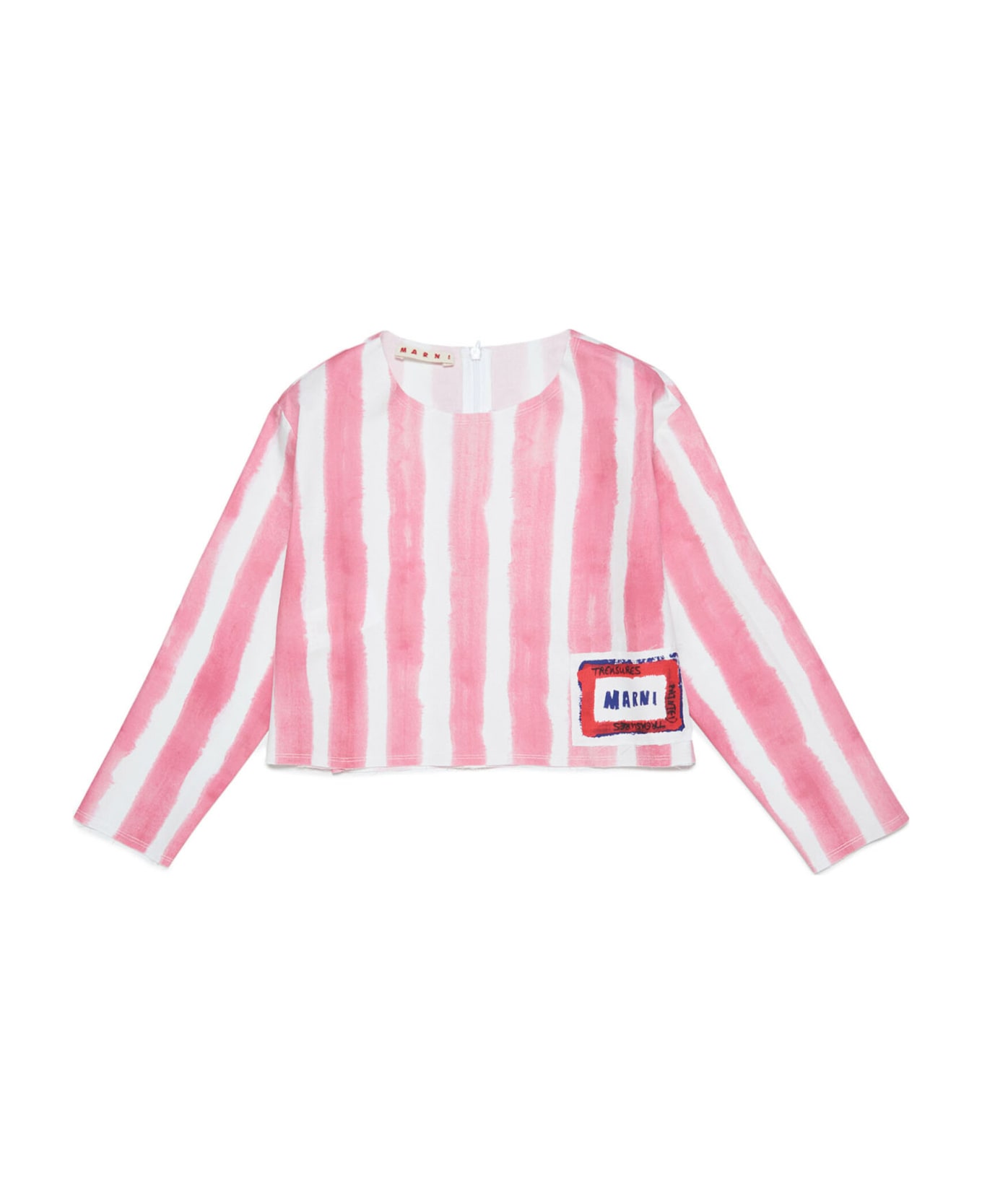 Marni Mc95f Shirt Marni Peachy Pink Shirt In Gabardine With Allover Striped Pattern - Peach blossom