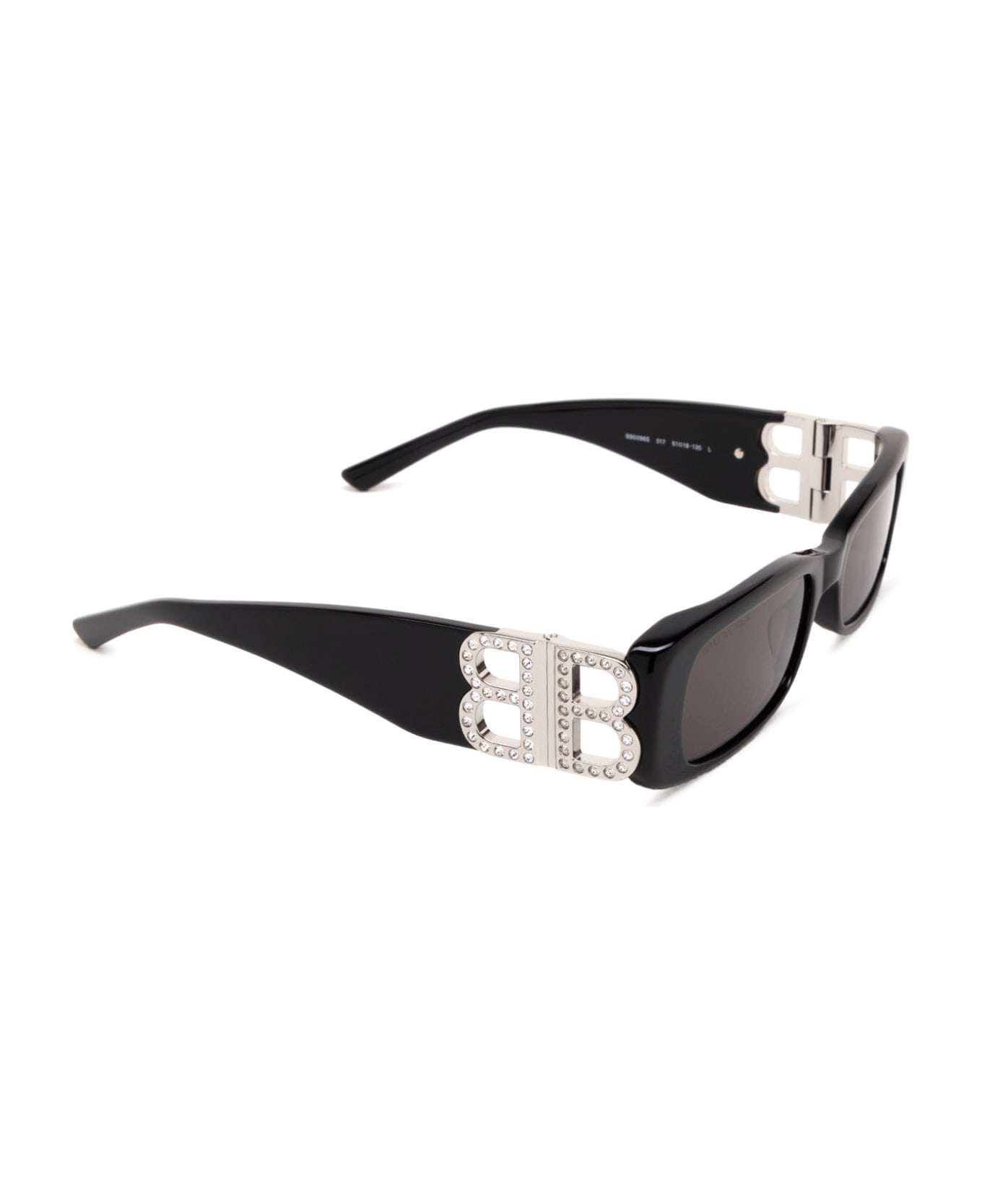 Balenciaga Eyewear Crystal Embellished Bb Hinge Rectangular Lens Sunglasses - Black サングラス