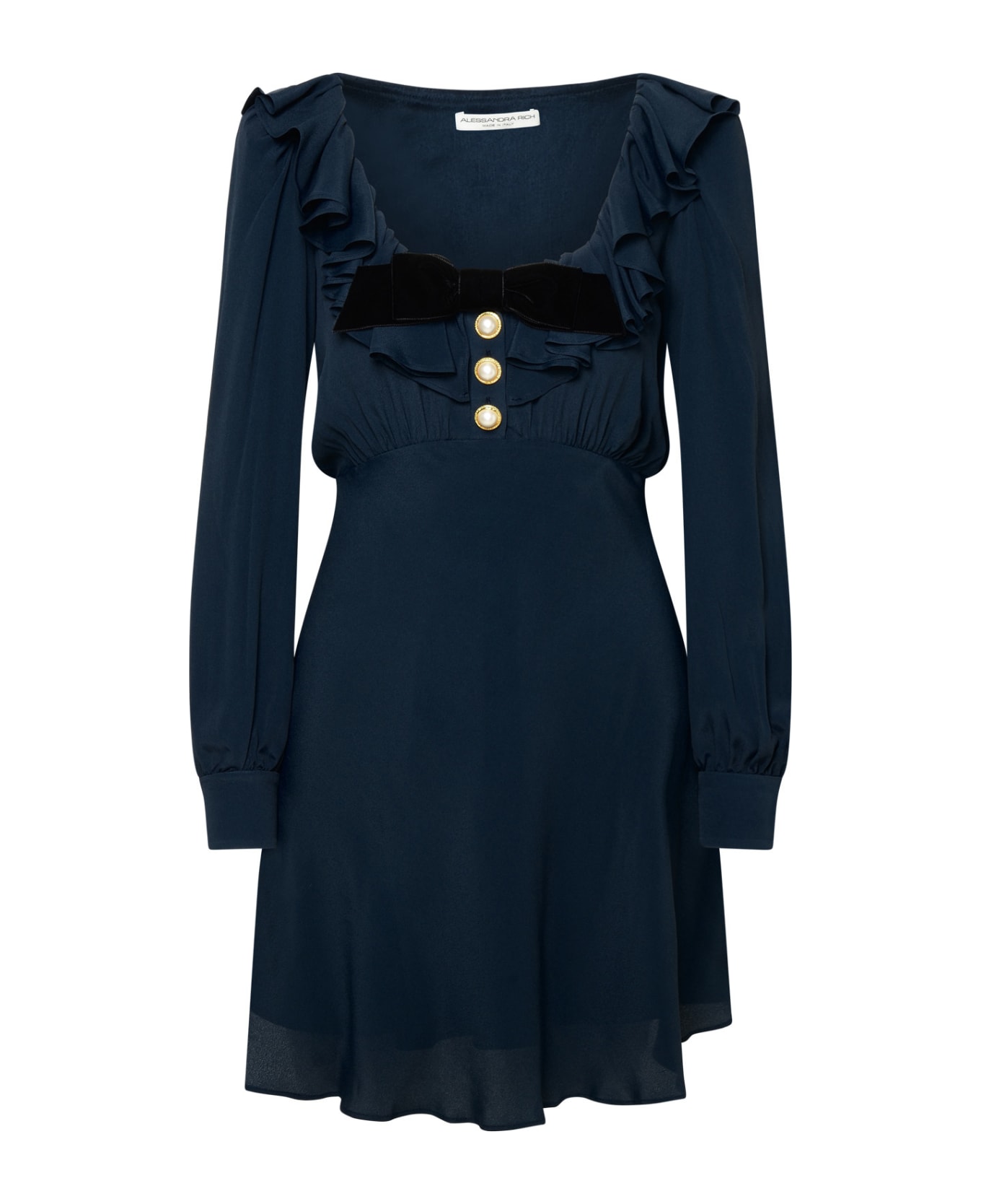 Alessandra Rich Blue Silk Blend Dress - Navy