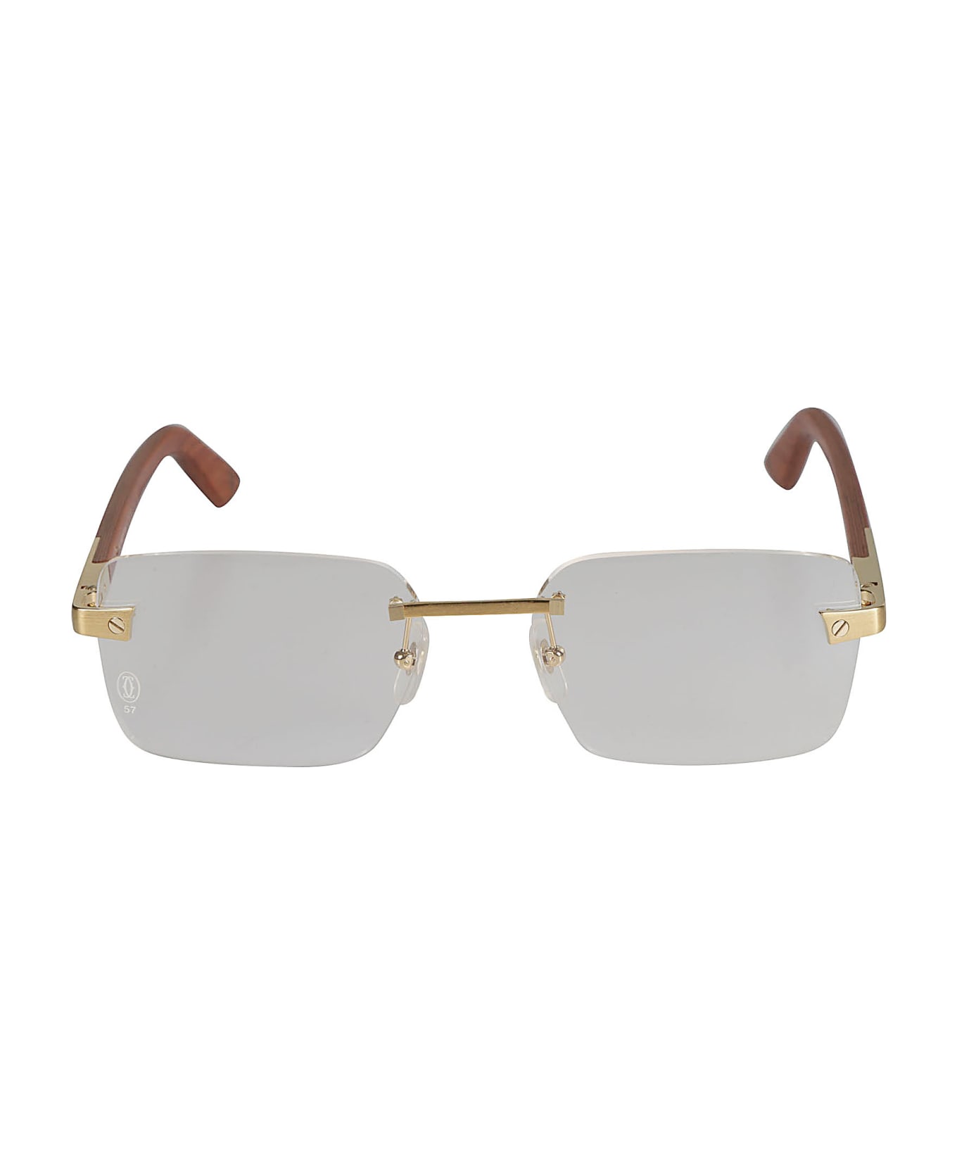 Cartier Eyewear Rimless Rectangular Lense Glasses - Gold/Brown