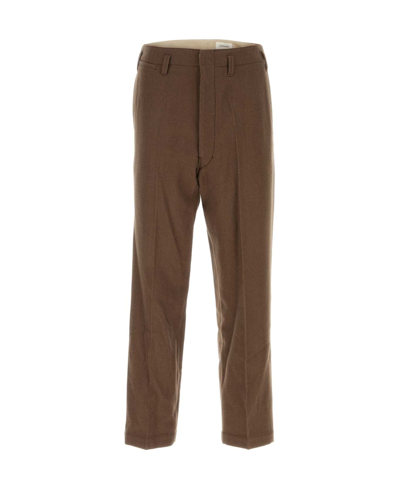 Lemaire Brown Wool Blend Pant - MUSHROOM