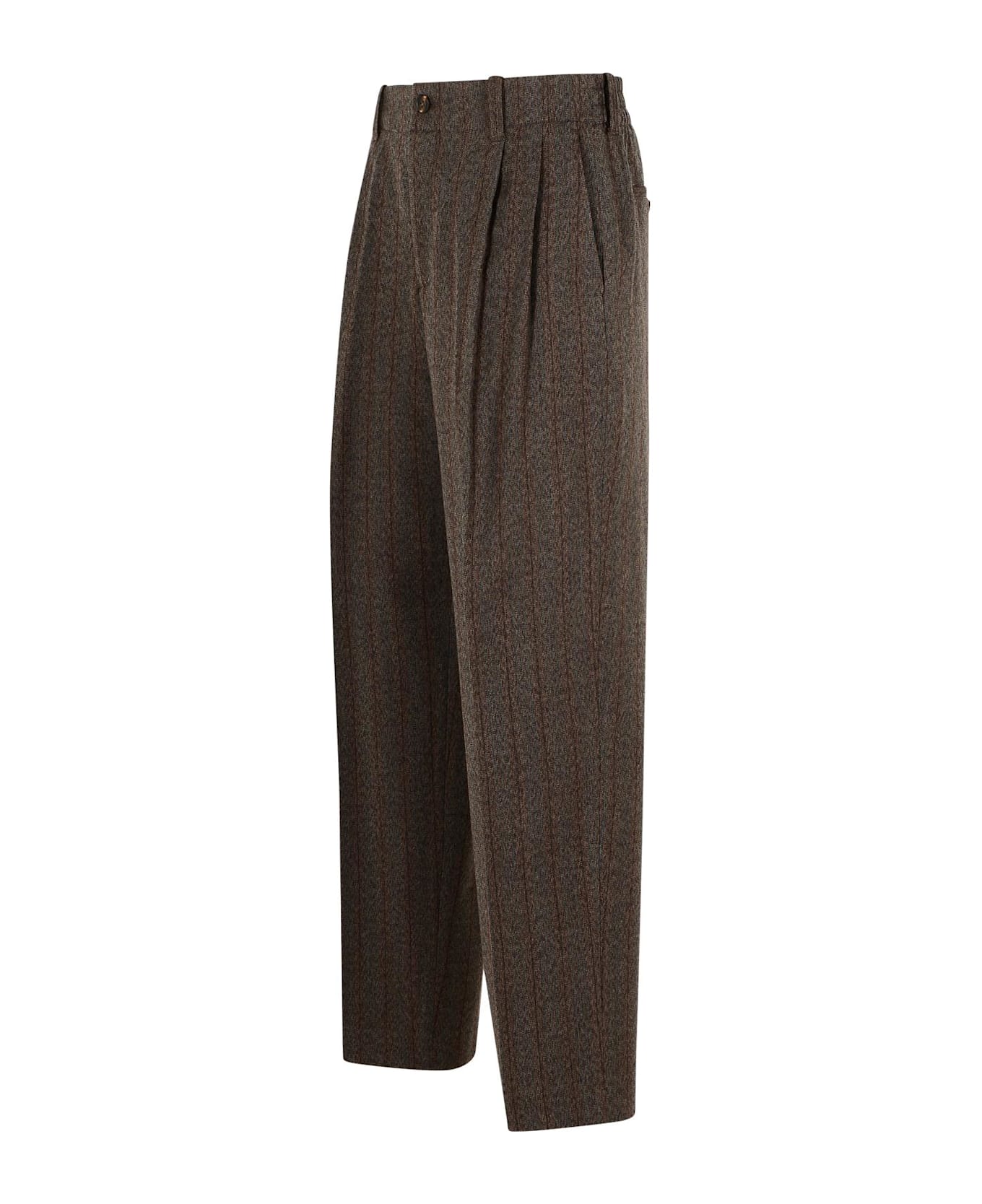 Golden Goose Brown Virgin Wool Trousers - Marrone