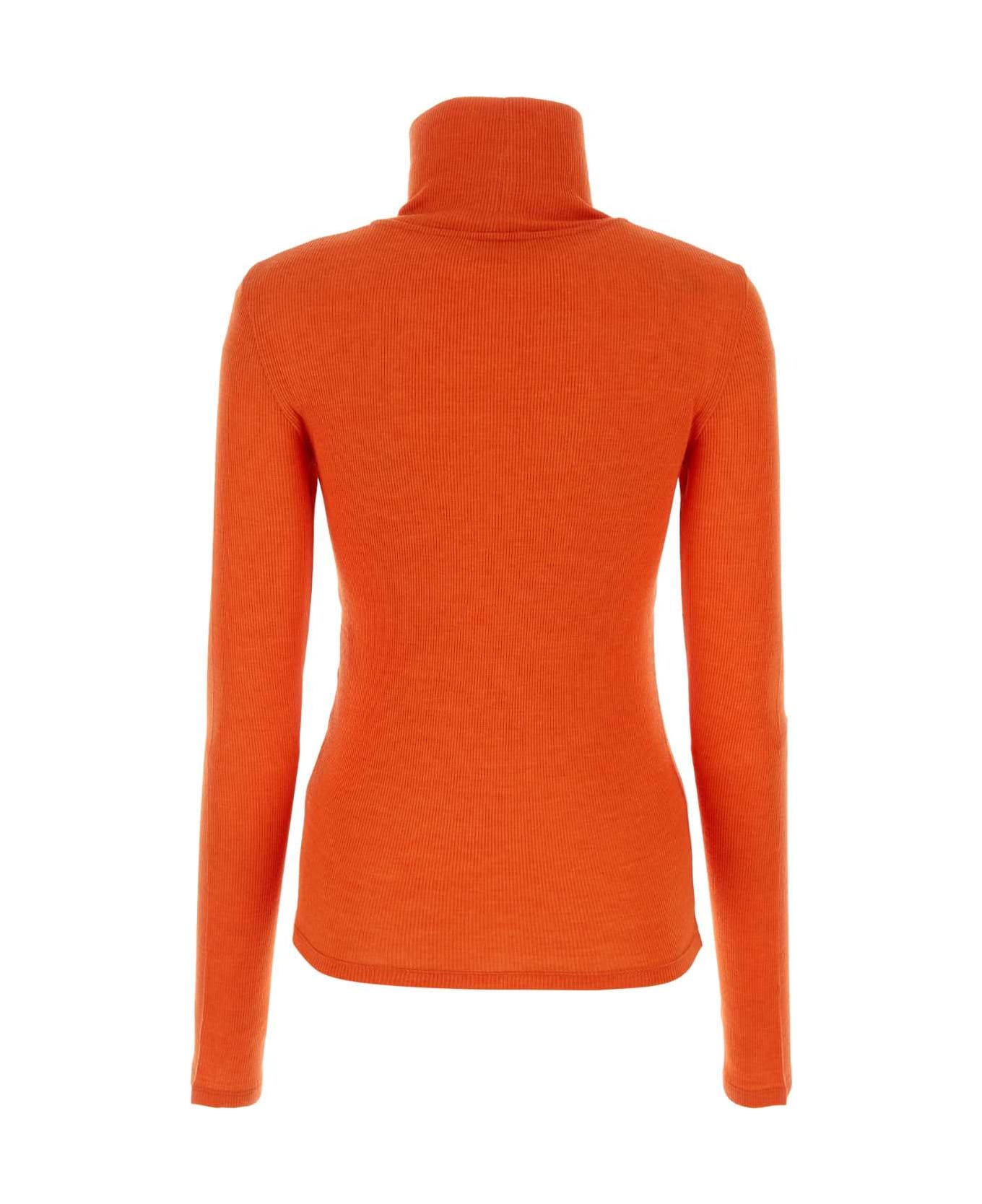 Chloé Dark Orange Wool Blend Sweater - BLOOMINGORANGE