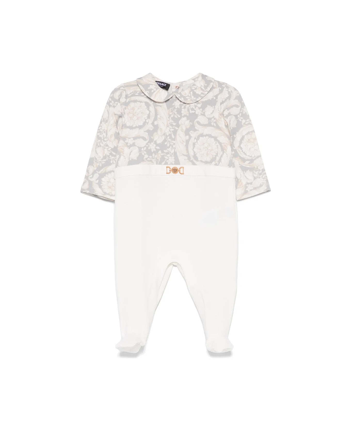 Versace Pajama Shorts With Baroque Print - Bianco gold