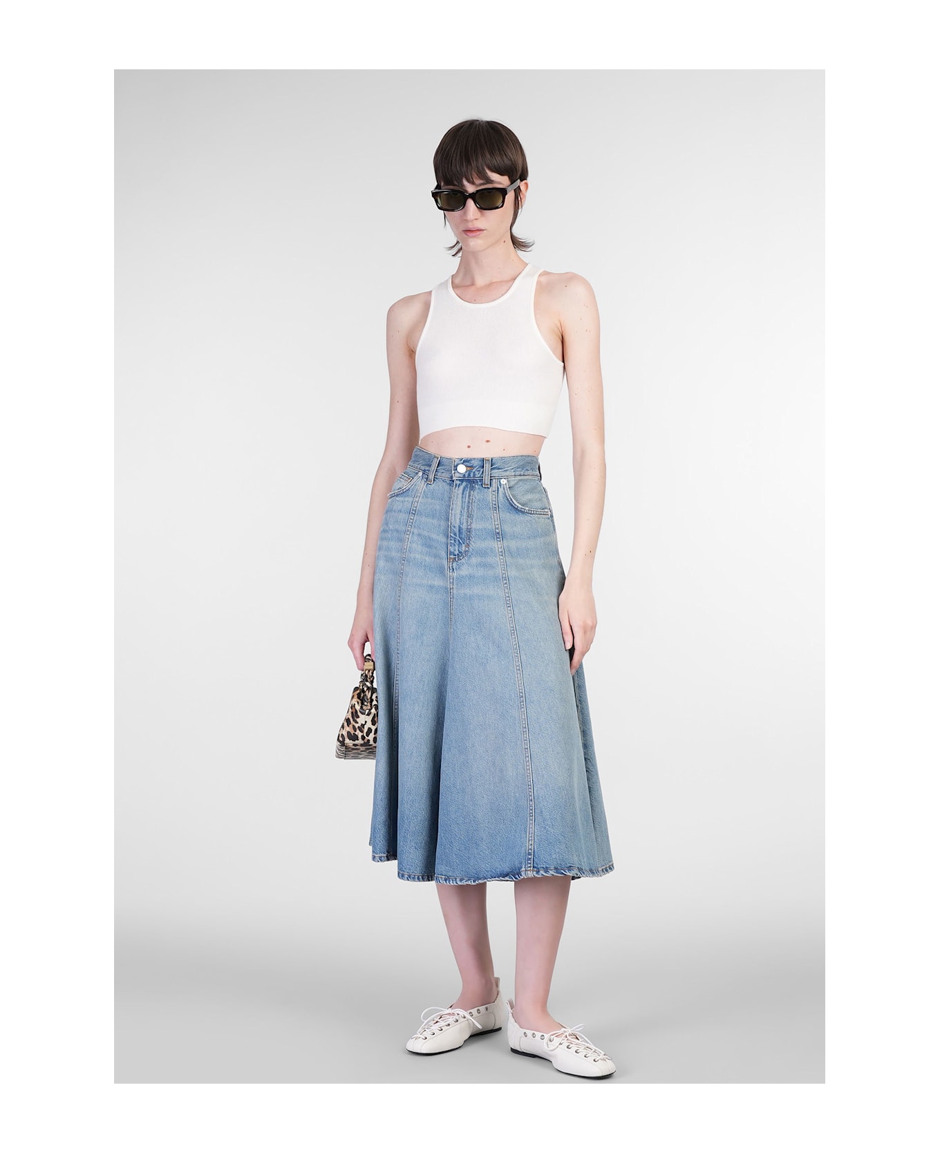 Haikure Mid Serenity Skirt In Blue Denim - blue