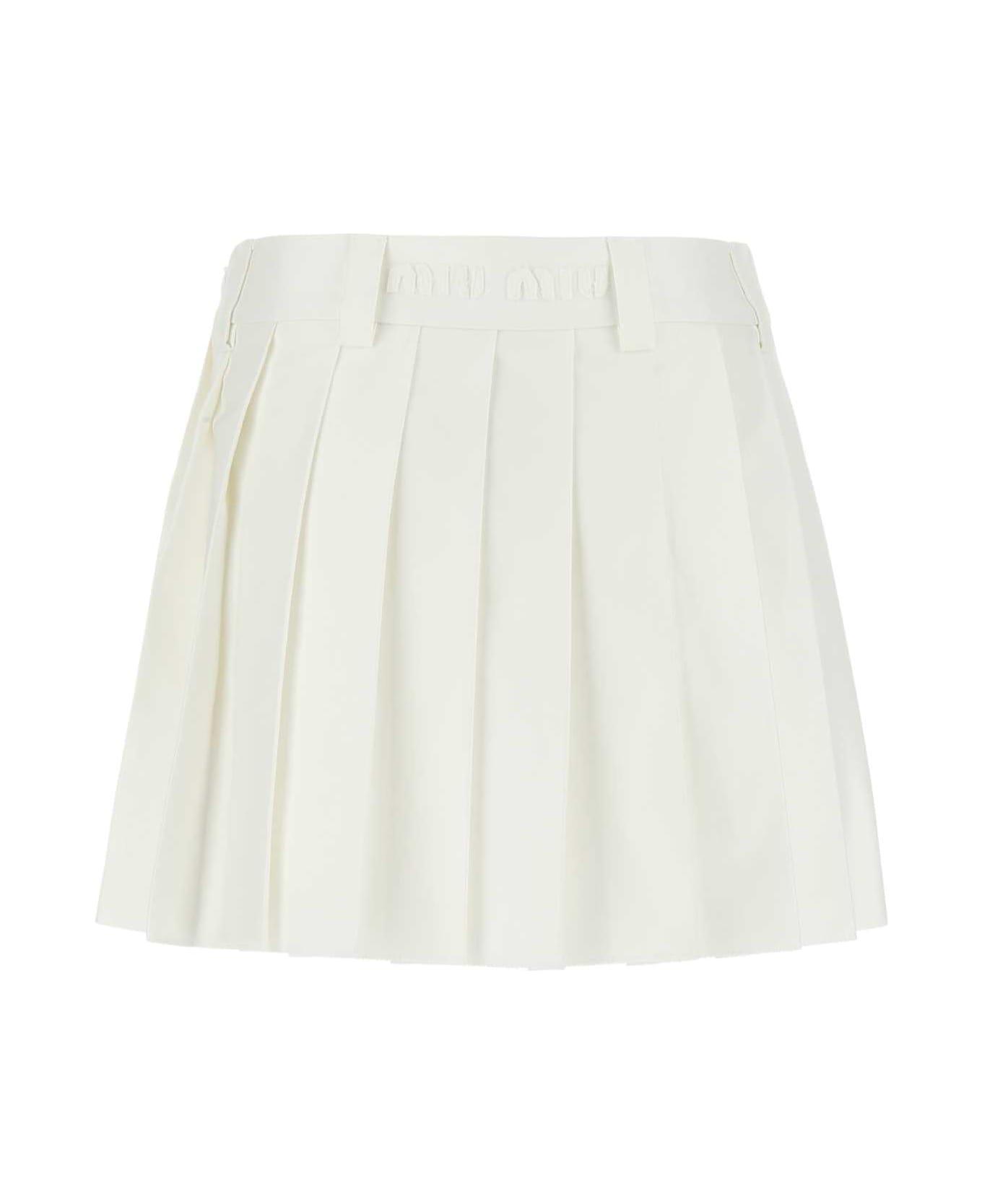 Miu Miu White Cotton Mini Skirt - F0009