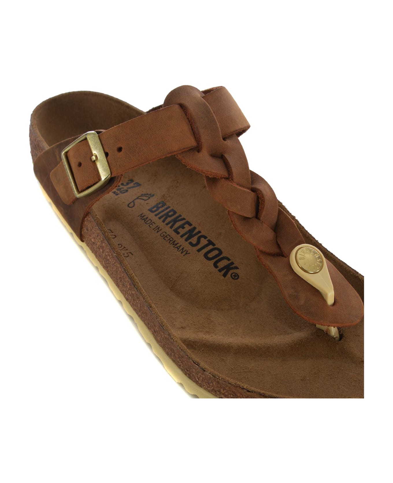Birkenstock Flip Flops Birkenstock "gizeh" In Leather - Cognac