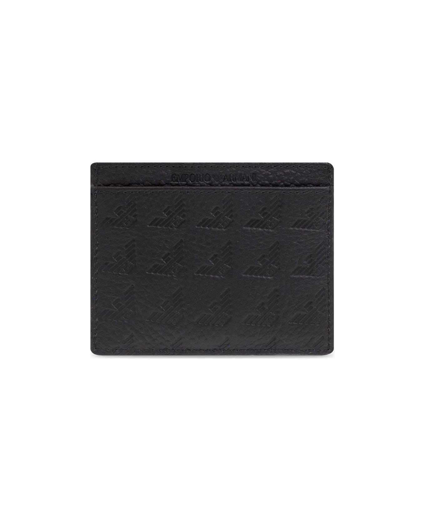 Emporio Armani Logo Plaque Card Holder - Black