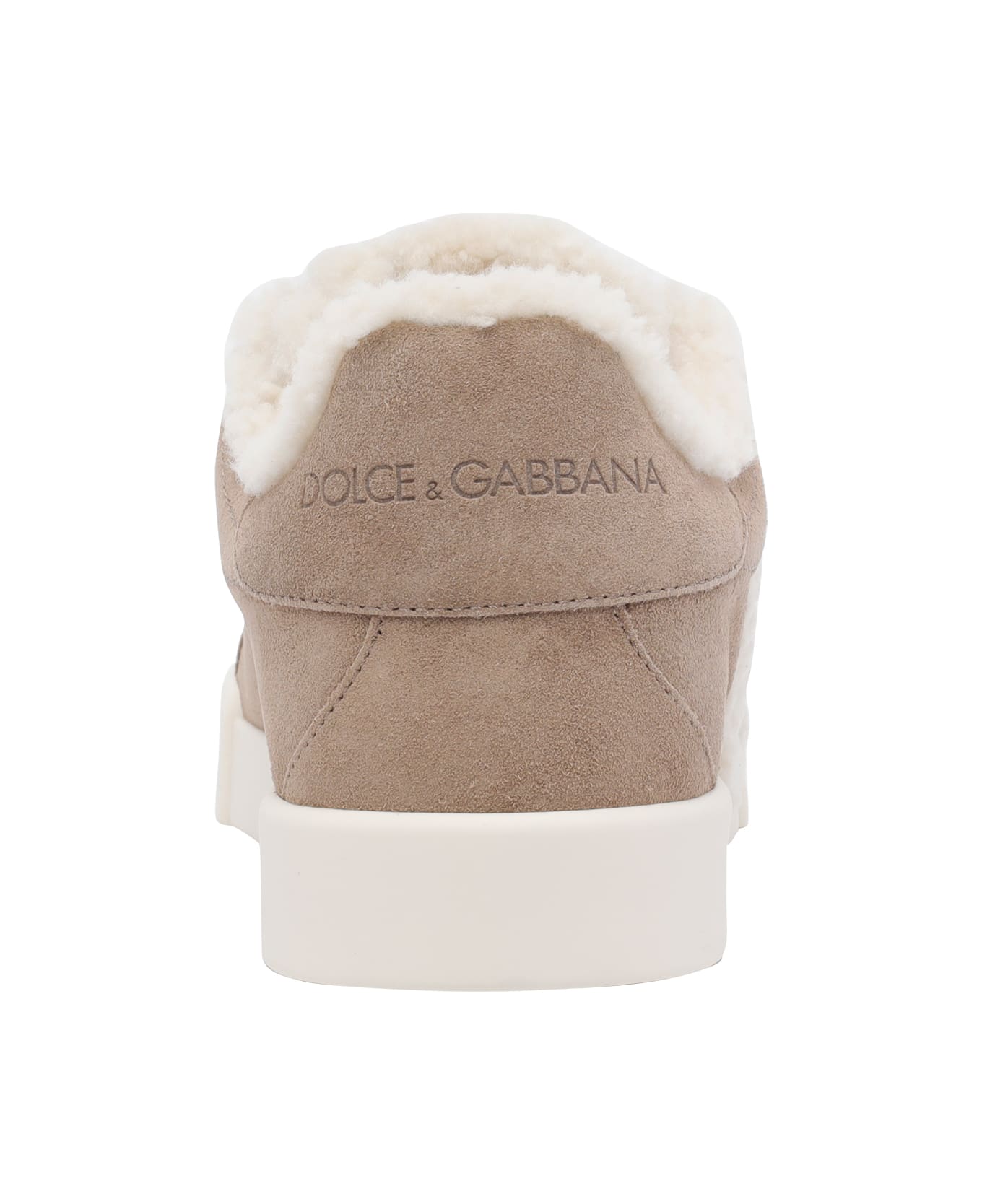Dolce 
Gabbana Portofino Light Sneakers Leather And Sheepskin - Beige