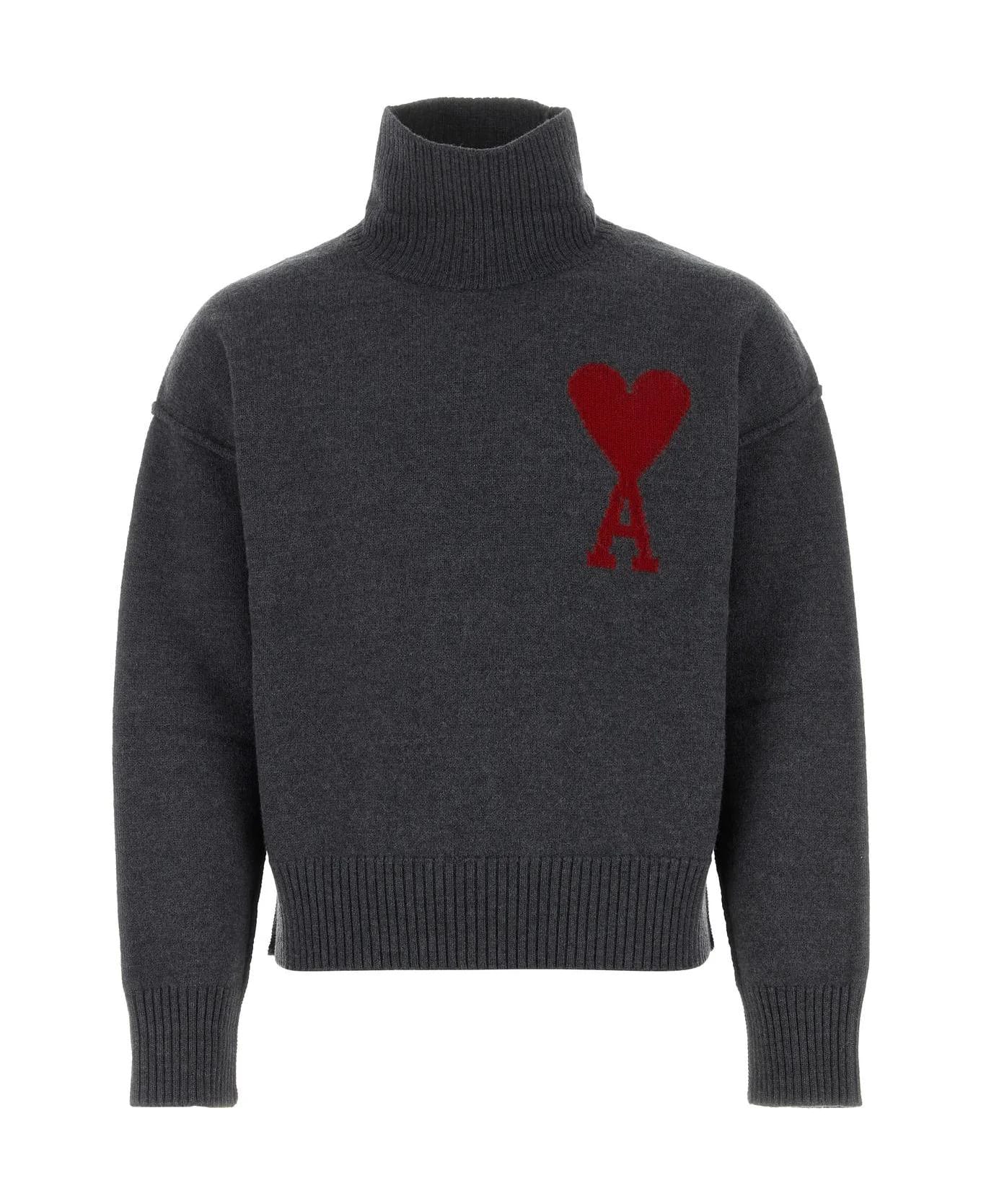 Ami Alexandre Mattiussi Dark Grey Wool Oversize Sweatshirt - Grey
