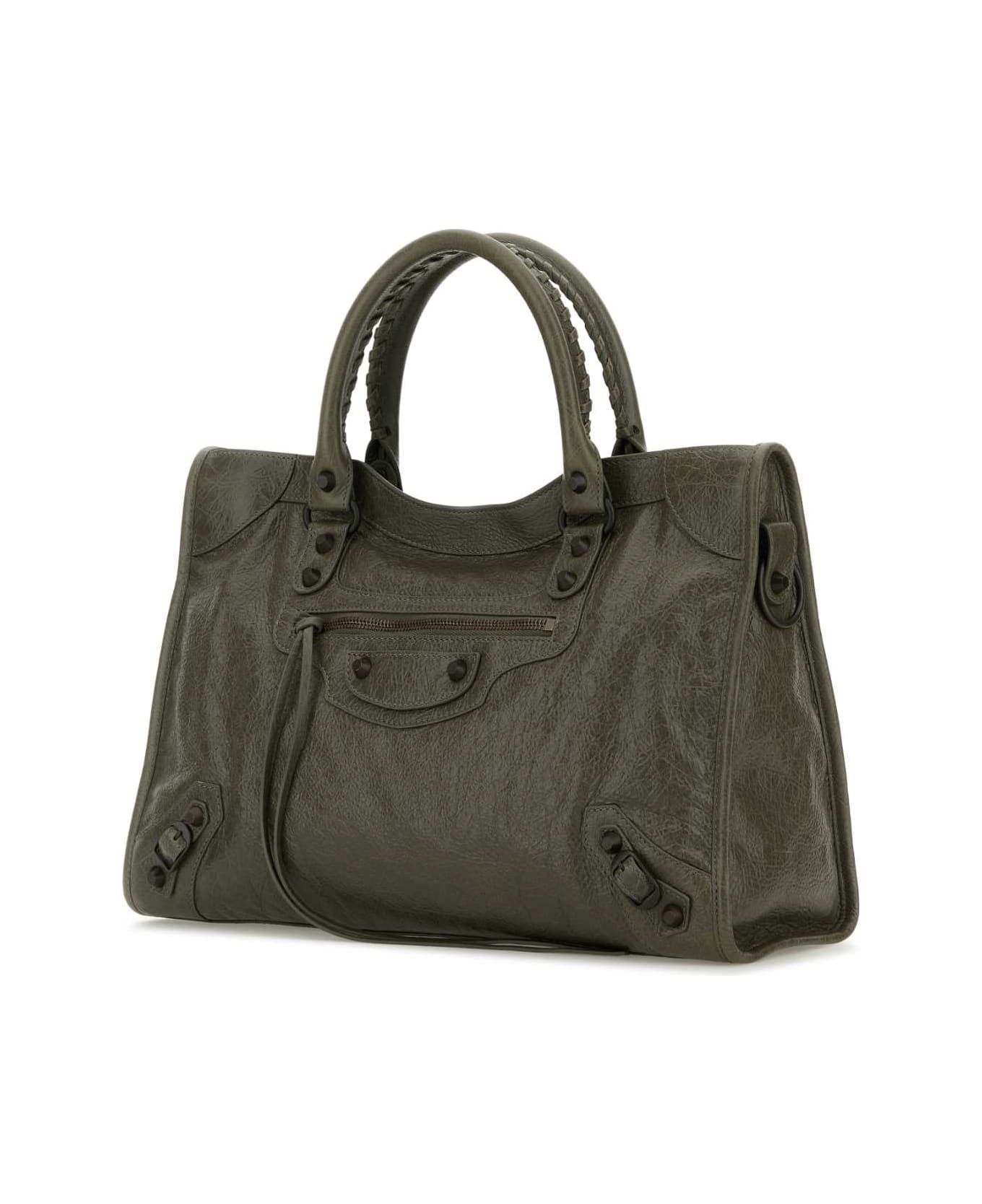 Dark Green Leather Medium Le City Handbag - Thumbnail 1