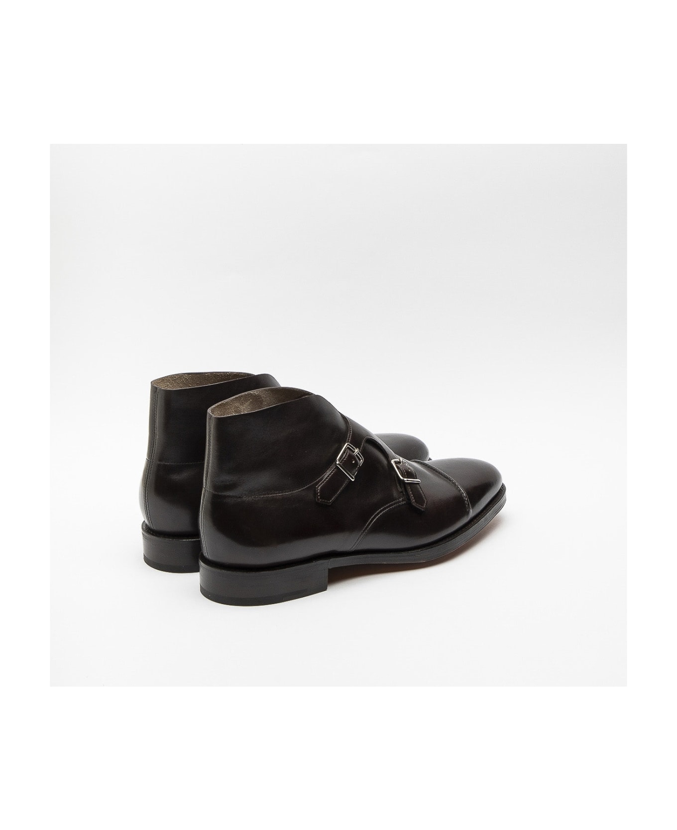 John Lobb Dark Brown Misty Calf Monk Strap Boot - Marrone