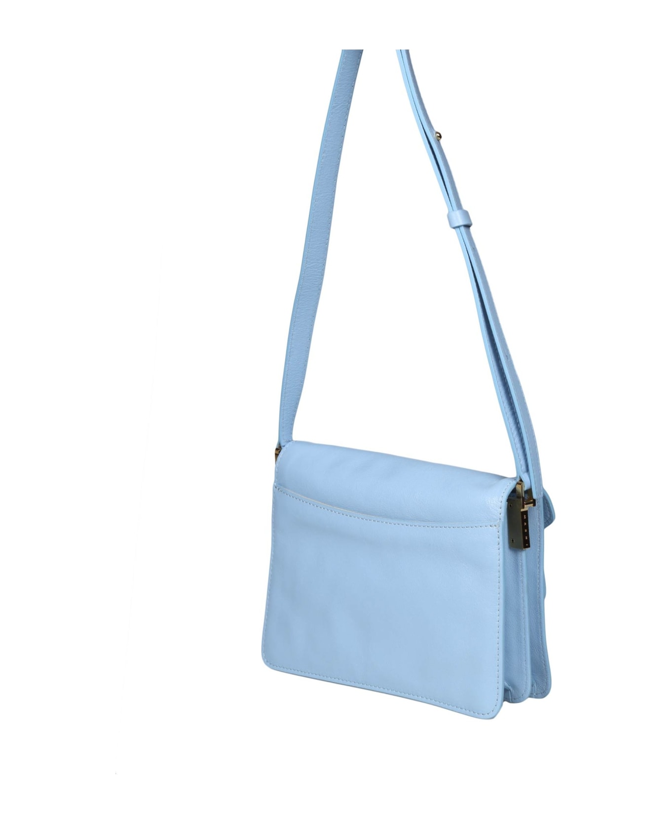 Marni Trunk Soft Shoulder Bag In Sky Blue Leather - Light blue
