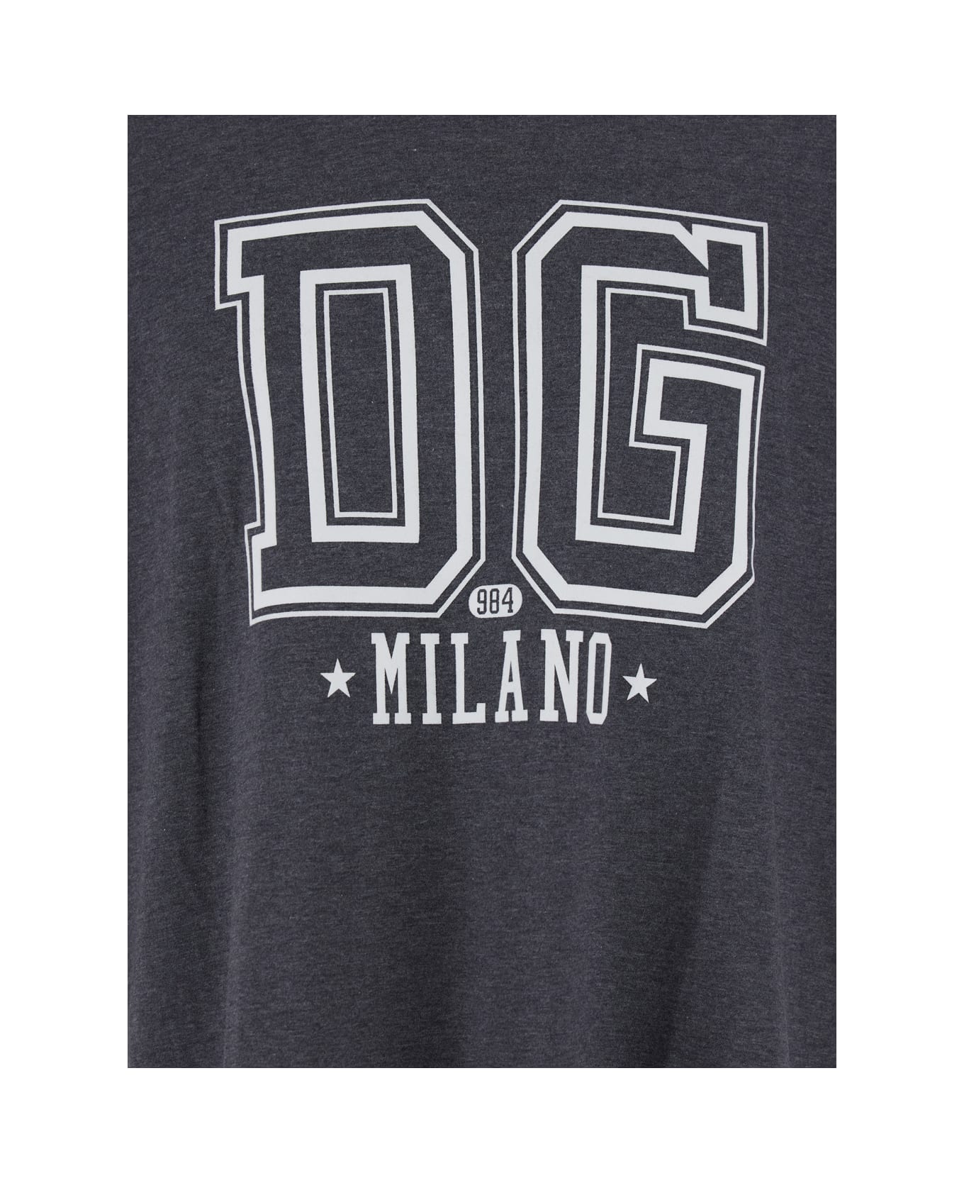 Dolce 
Gabbana Grey Crewneck T-shirt With Logo Print On The Front In Cotton Man - Grey