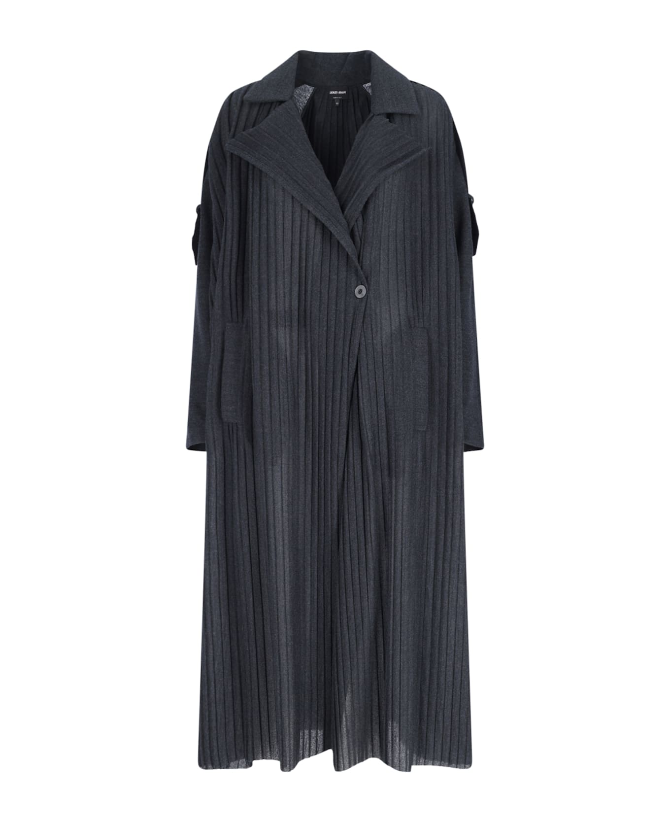 Giorgio Armani Pleated Trench Coat - Black