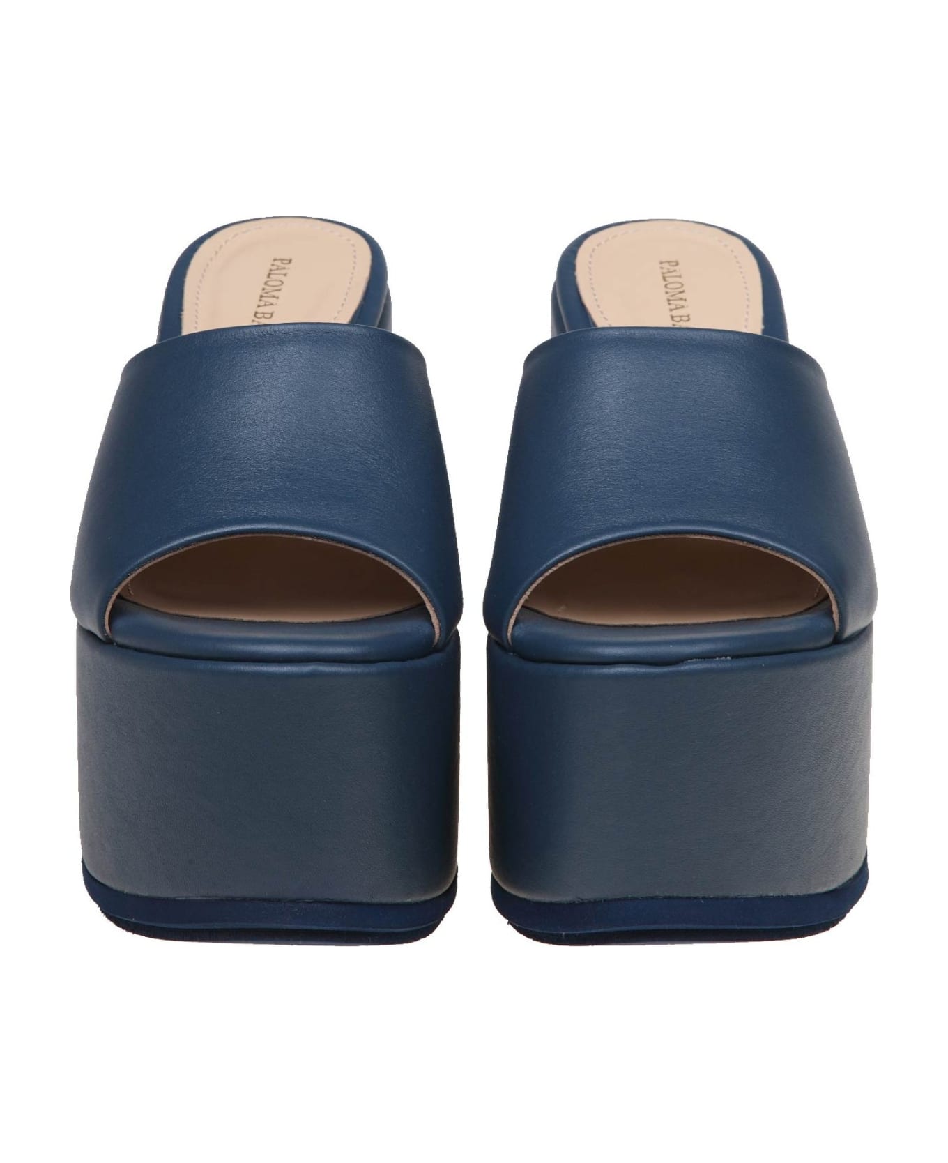Paloma Barceló Hyana Mules In Blue Leather - Indigo