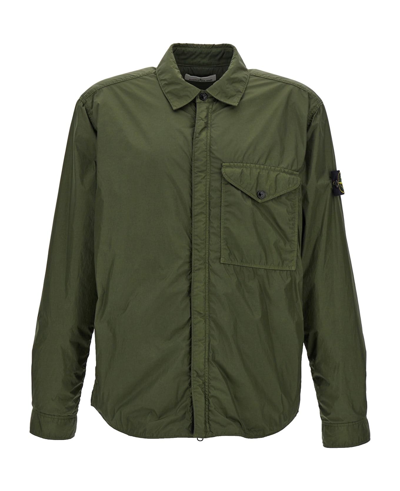 Stone Island 'garment Dyed Crinkle Reps R-ny' Overshirt - Green