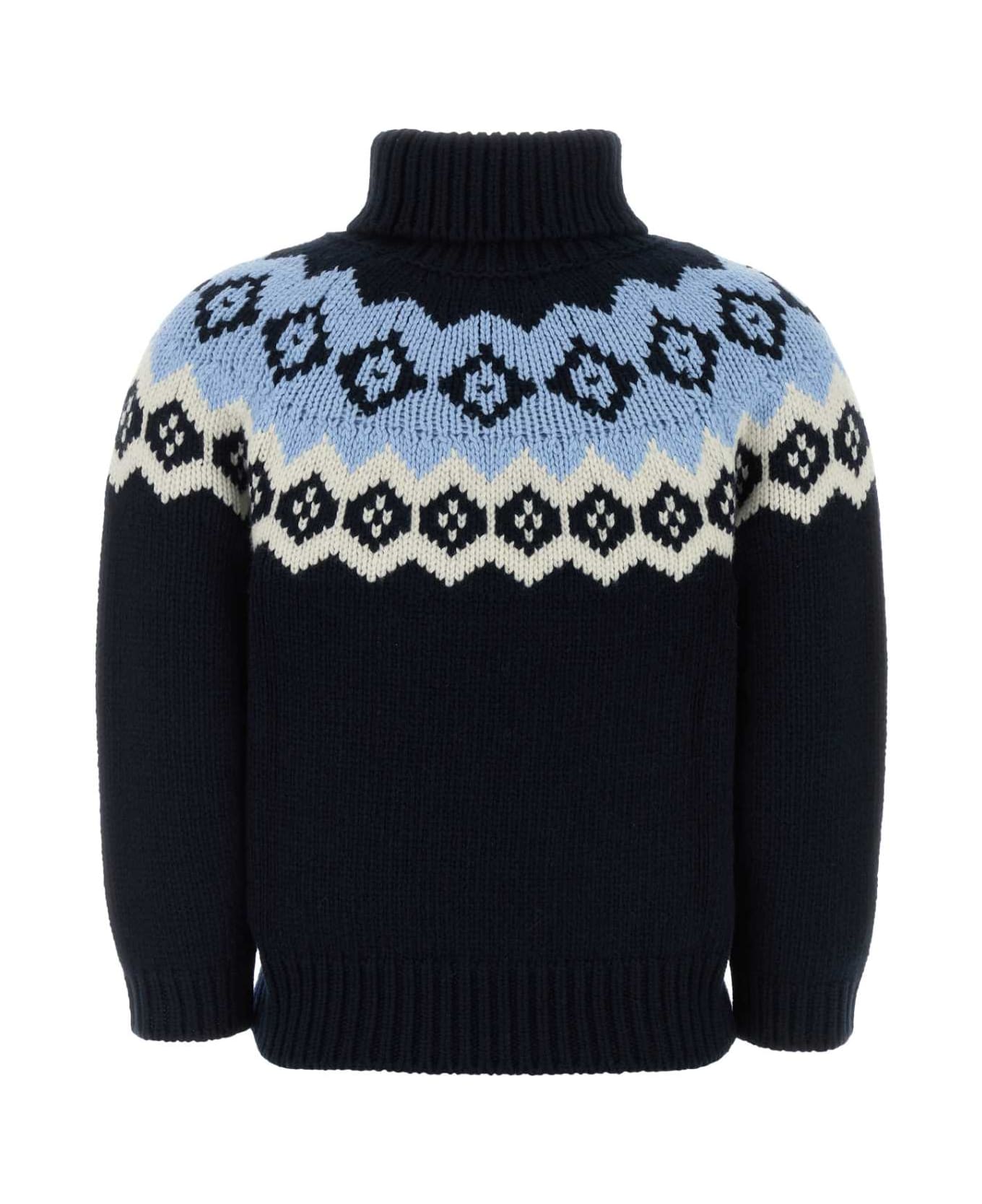 Prada Dark Blue Wool Blend Sweater - BLU+NATURALE