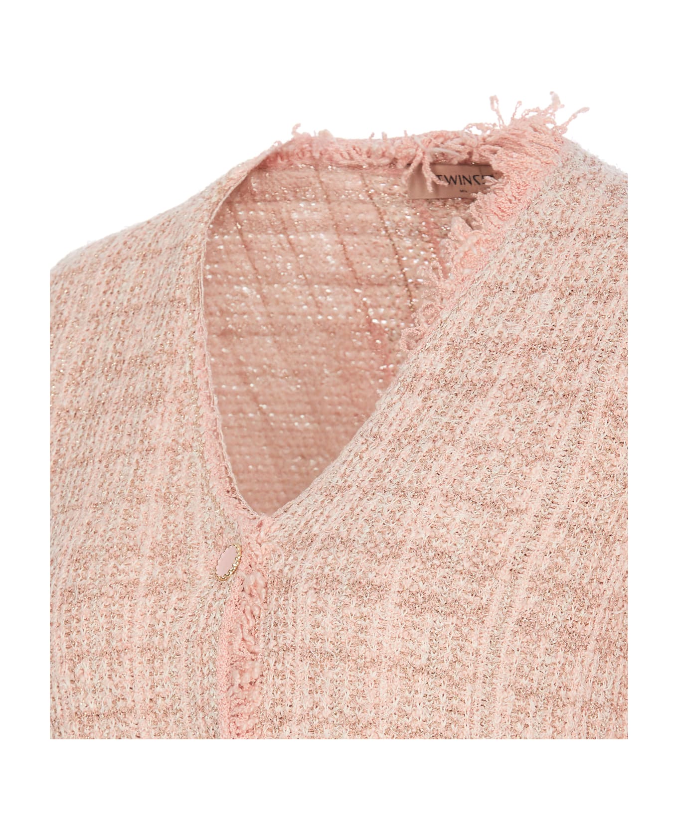 TwinSet Jacquard Lurex Knit Jacket - Pink