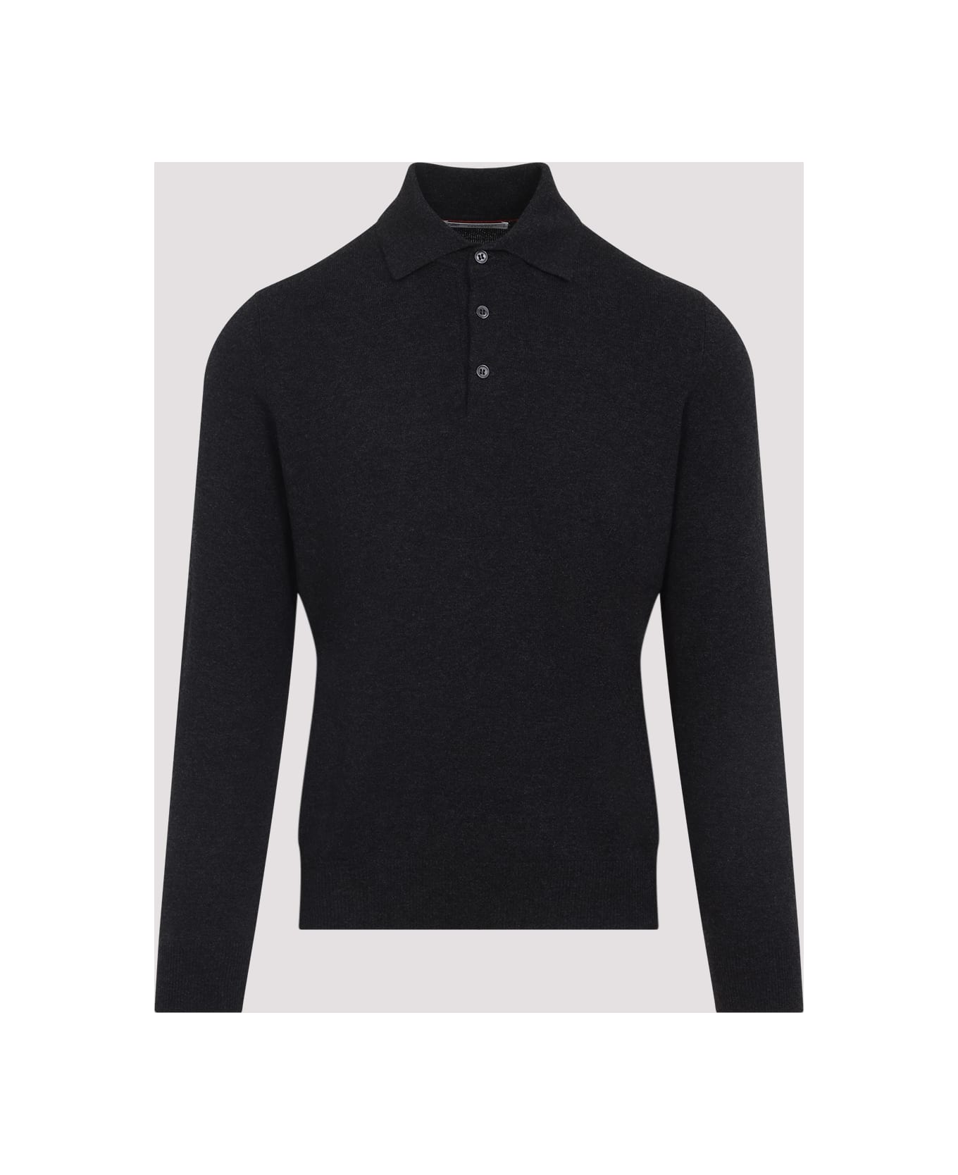 Brunello Cucinelli Cashmere Ls Polo - Carbone