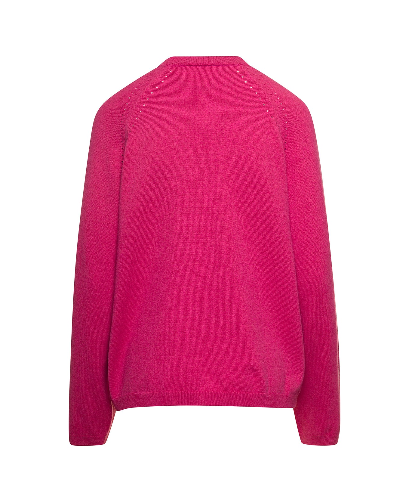 A.P.C. 'rosanna' Fuchsia Crewneck Sweater With Perforated Details In Cotton And Cashmere Woman - Fuxia