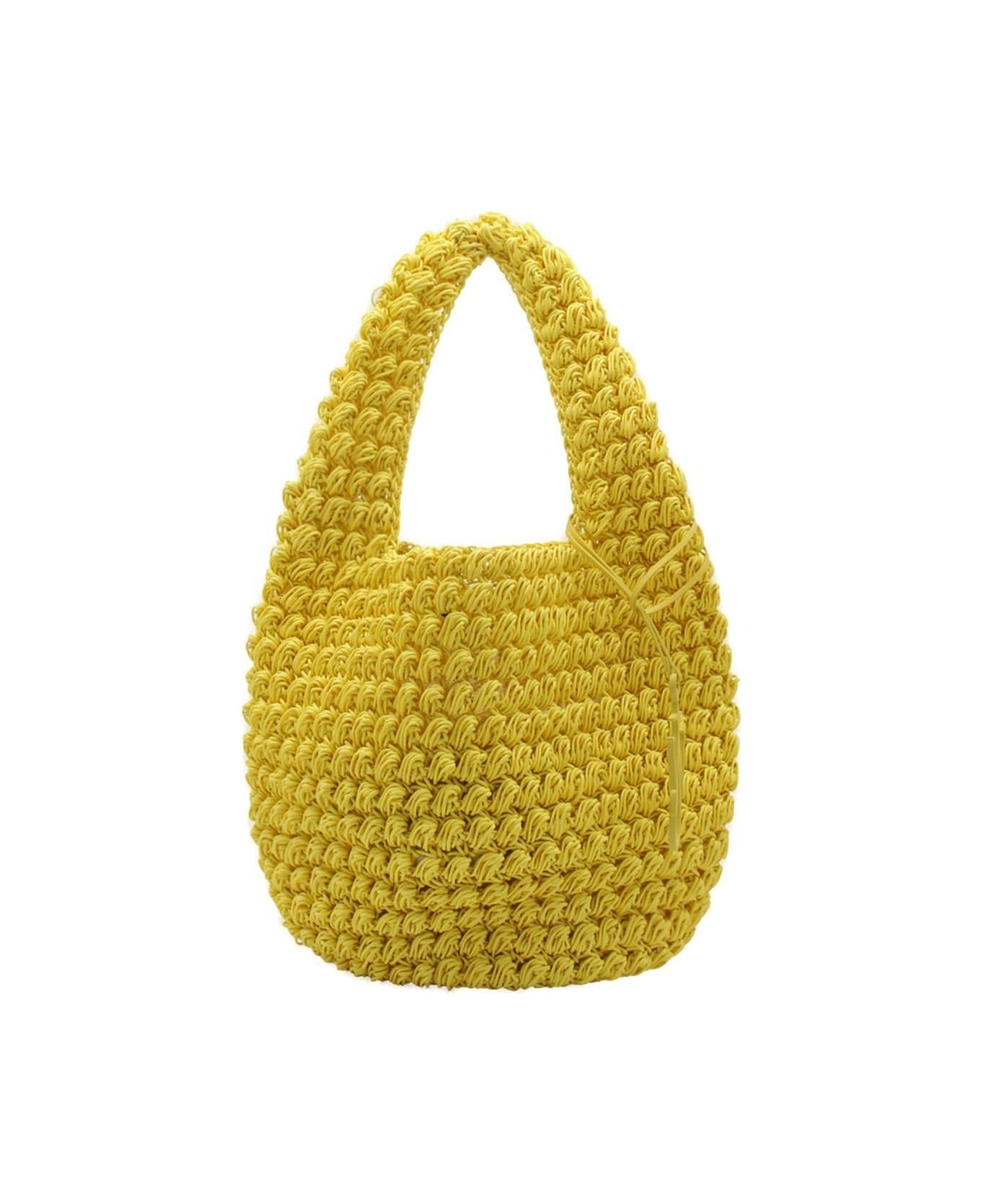 J.W. Anderson Logo Charm Popcorn Large Basket Bag - Yellow