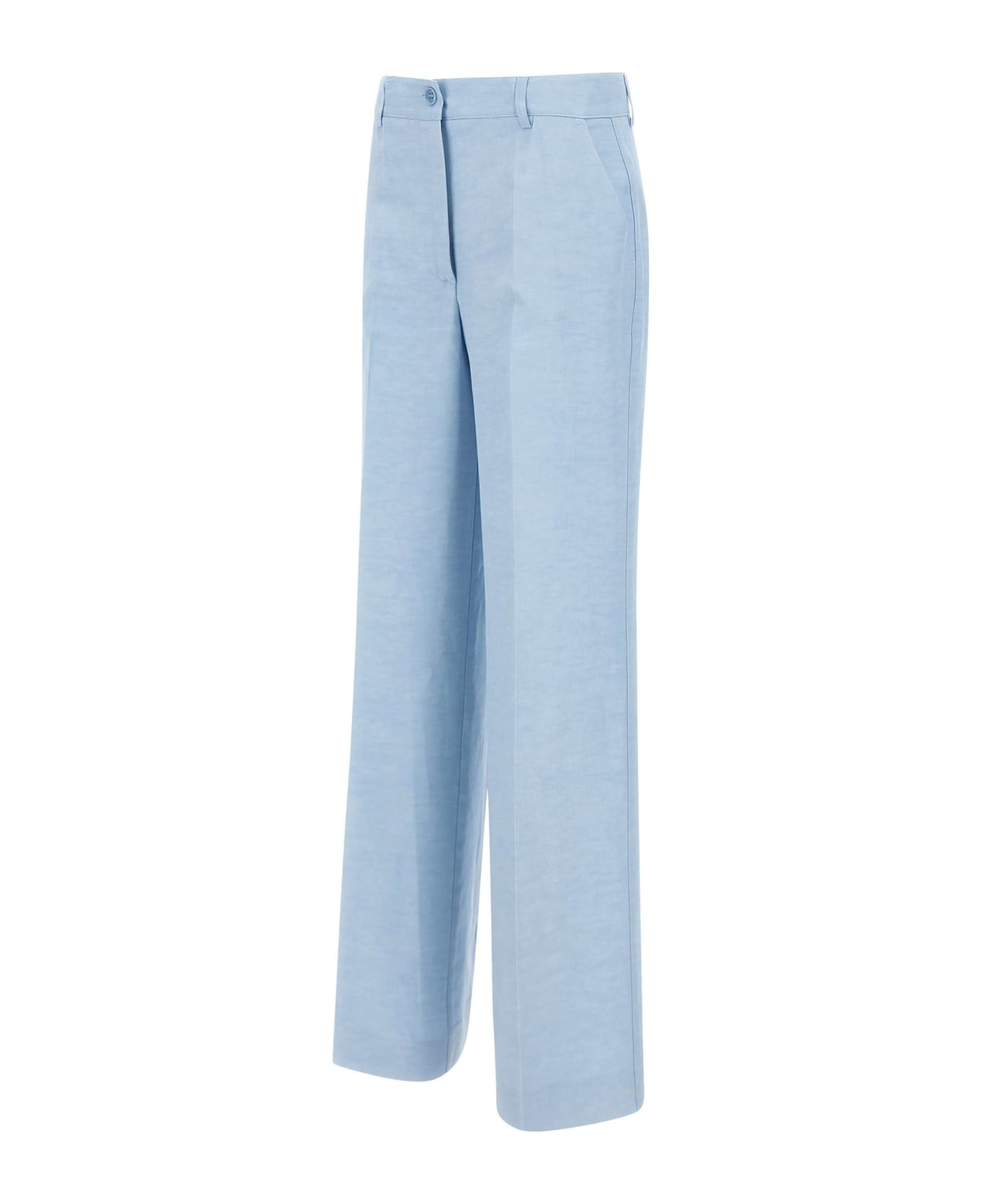 Parosh "raisa24" Linen And Viscose Trousers - LIGHT BLUE