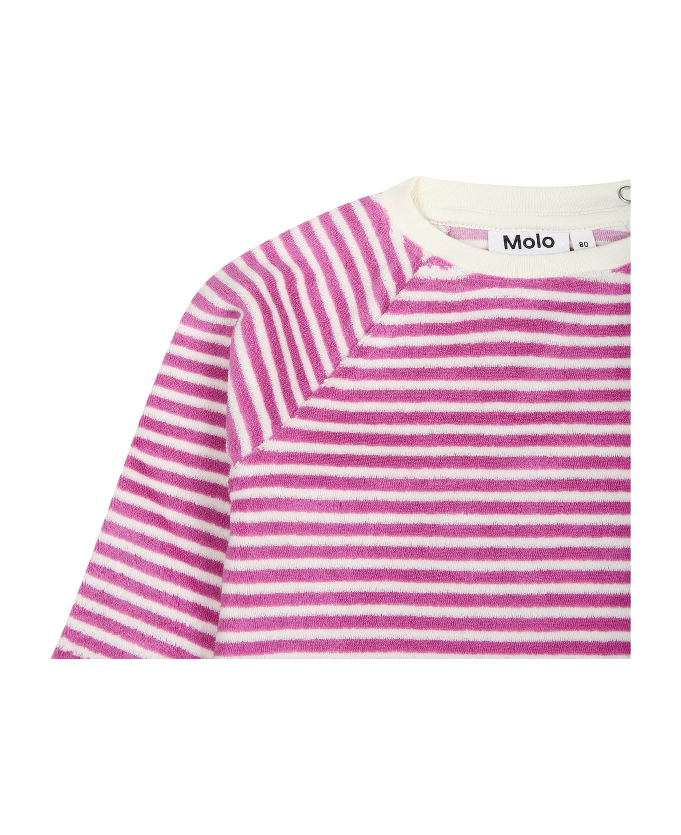 Molo Fuchsia T-shirt For Girl With Stripes - Fuchsia Tシャツ＆ポロシャツ