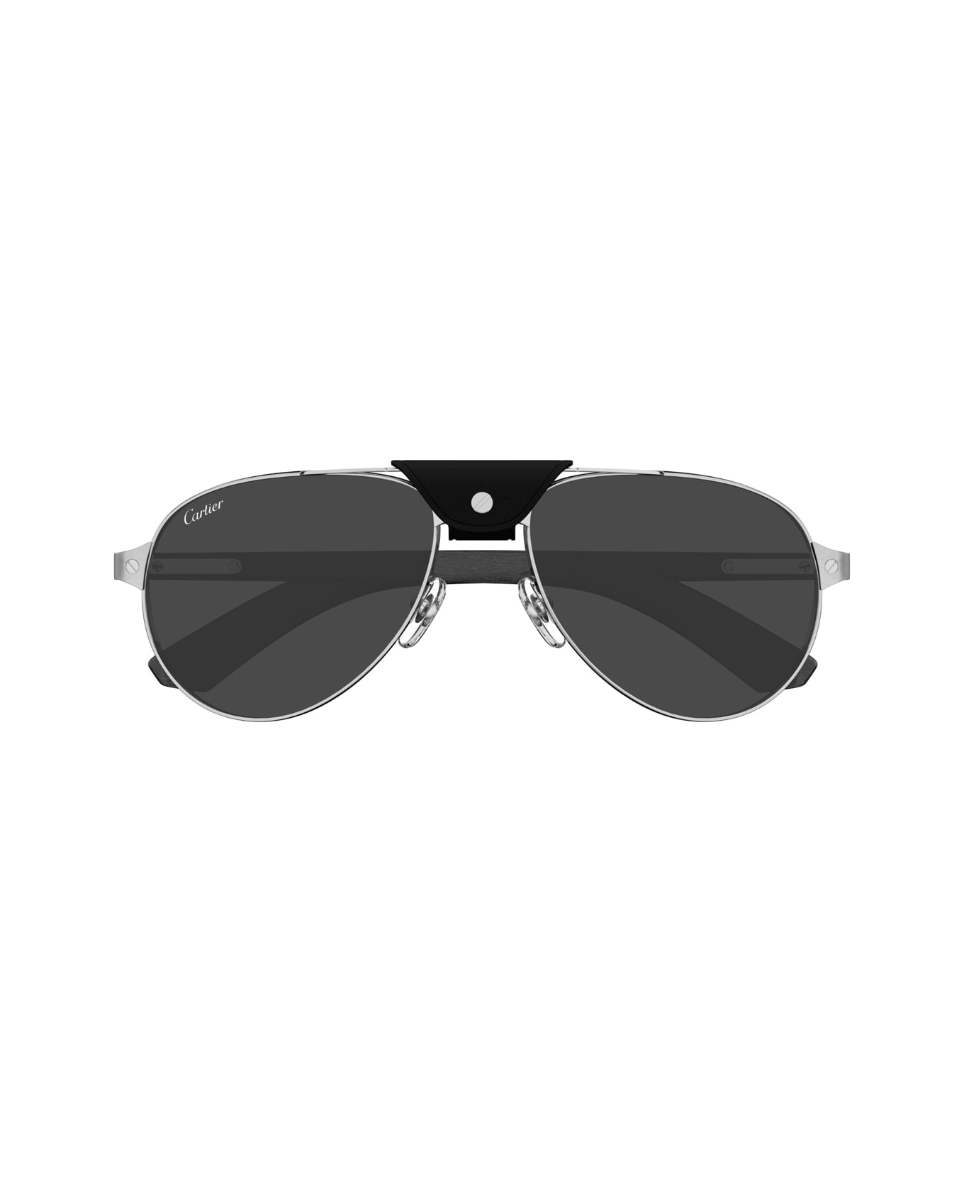 Cartier Eyewear Cartier Ct0495s Santos De Cartier 003 Silver Black Smoke Sunglasses - Argento