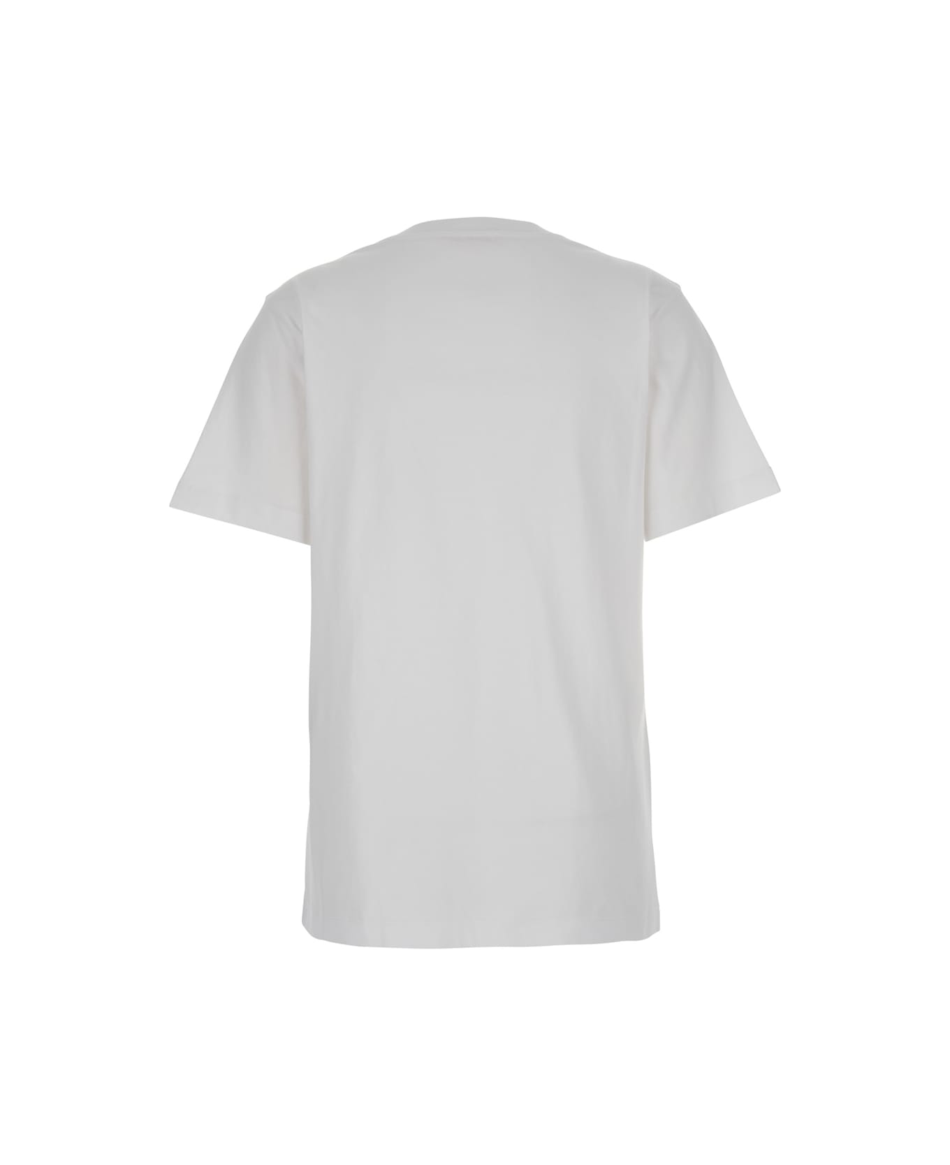 Marni White Crewneck T-shirt With Floral Print With Logo On The Front In Cotton Woman - White