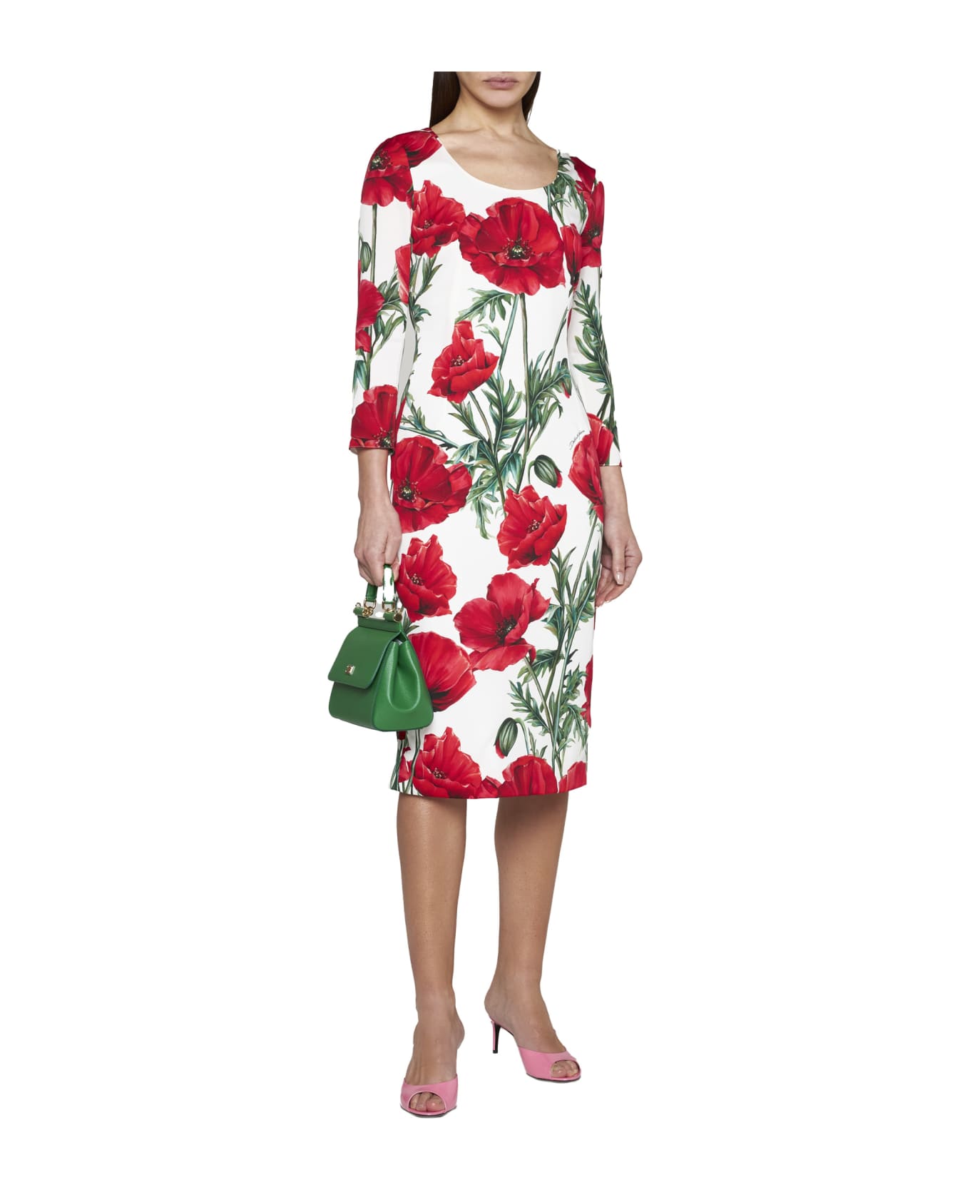 Dolce & Gabbana Floral Print Silk Sheath-dress - White ワンピース＆ドレス