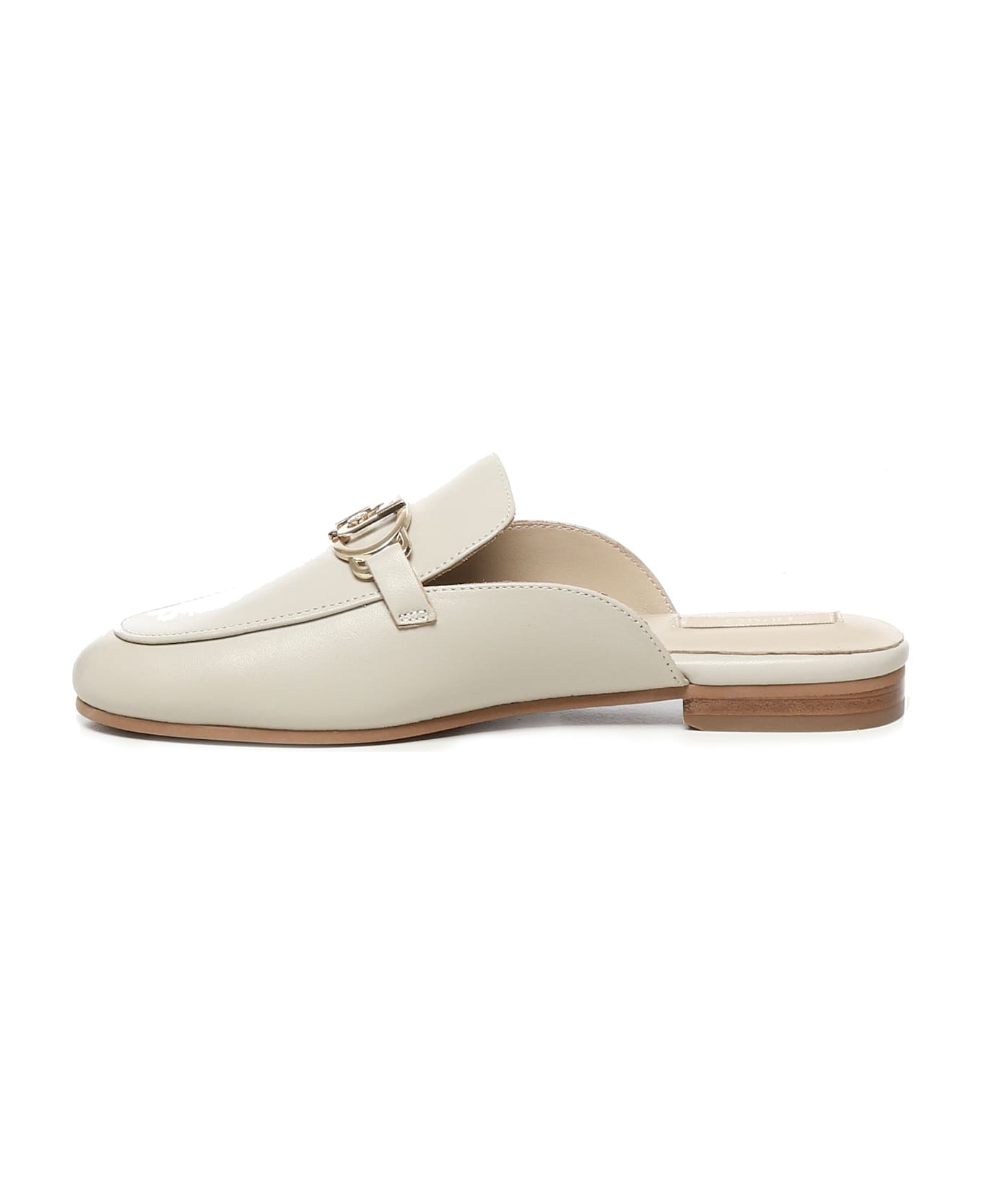 Liu-Jo Logo Leather Slippers - Off-white