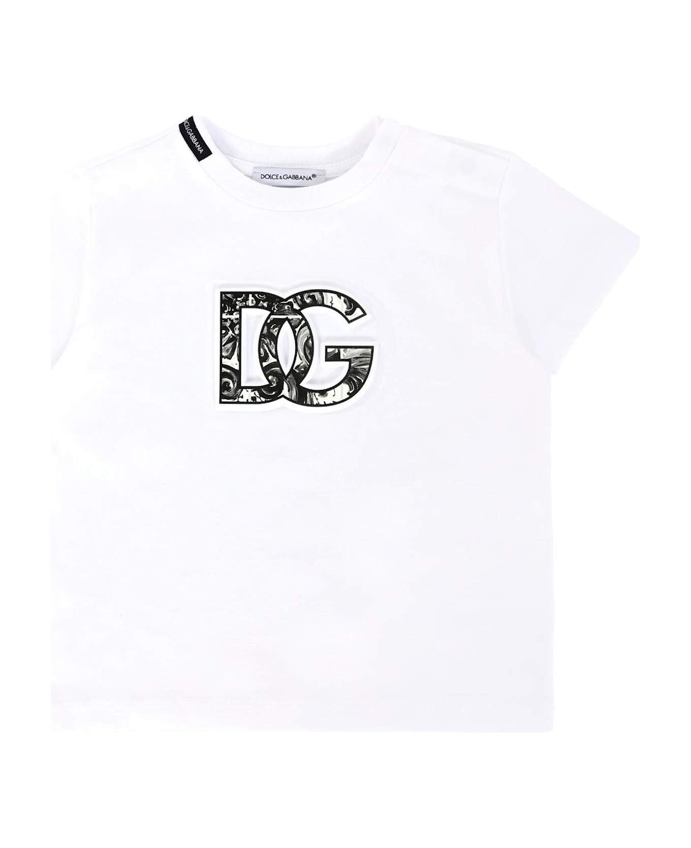 Dolce 
Gabbana White T-shirt For Baby Boy With Dg Logo - White