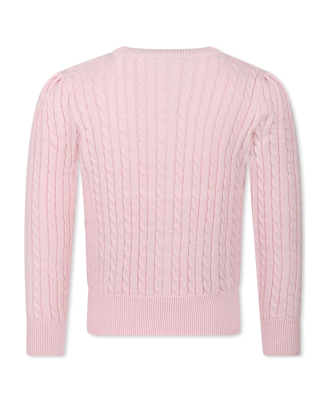Ralph Lauren Pink Cardigan For Girl Wih Horse - Pink