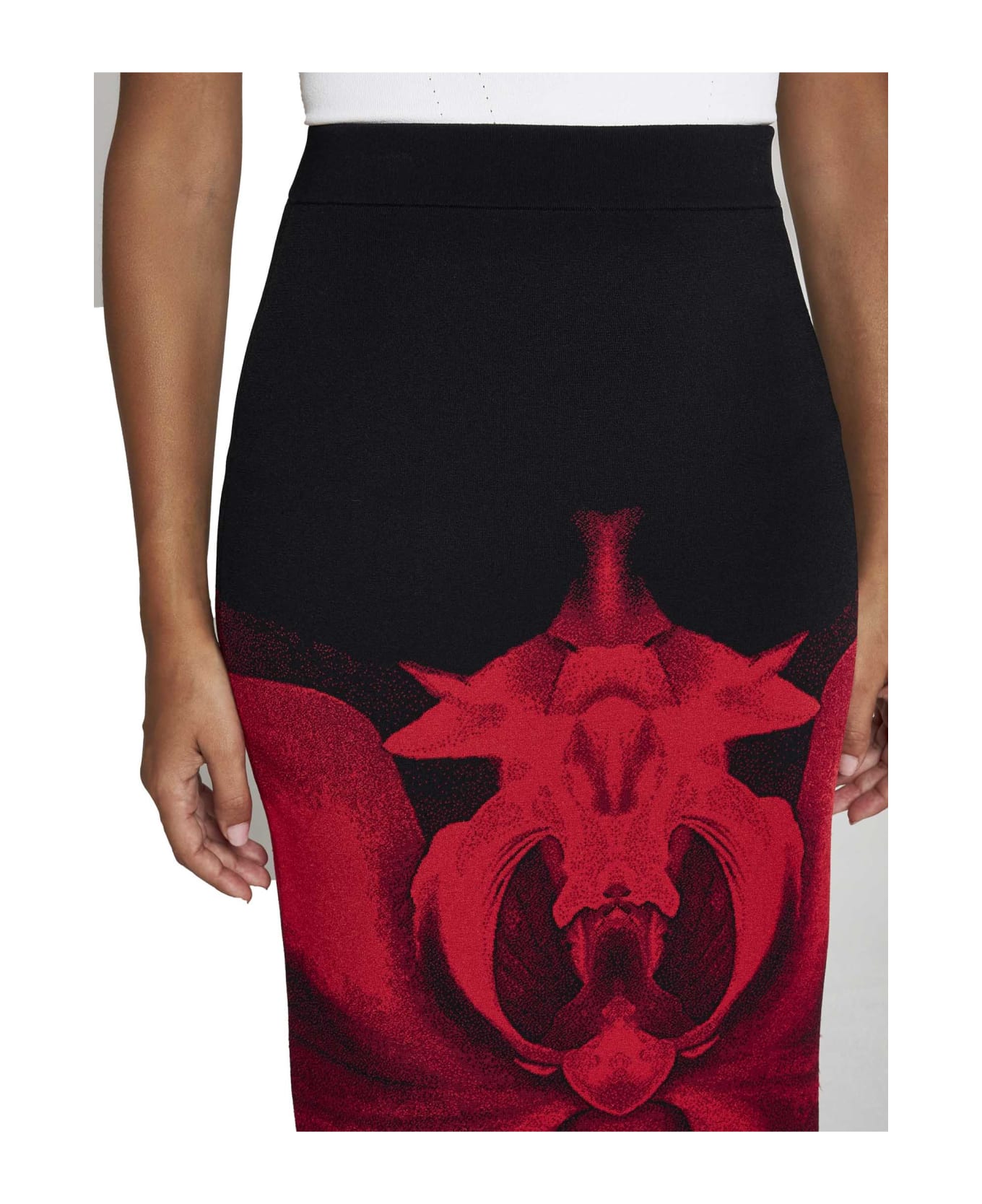 Alexander McQueen Printed Skirt - Black red スカート