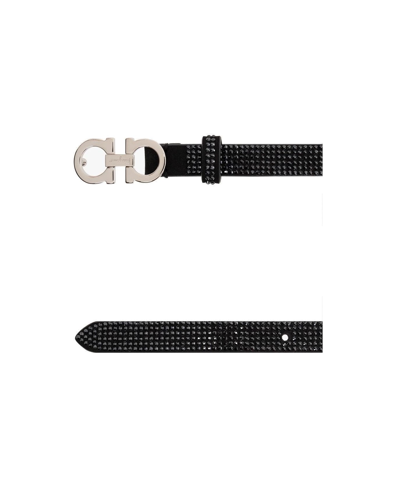 Ferragamo Embellished Logo Buckle Belt - Black
