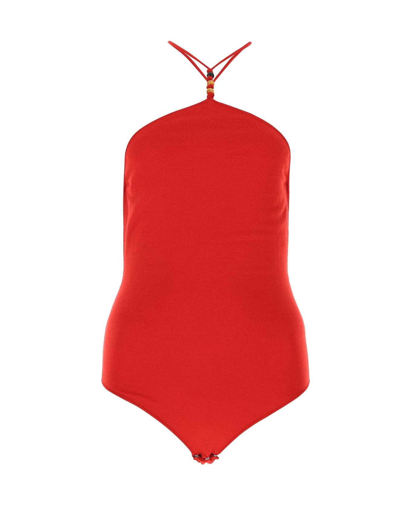 Bottega Veneta Red Stretch Cashmere Blend Bodysuit - 6144 ボディスーツ